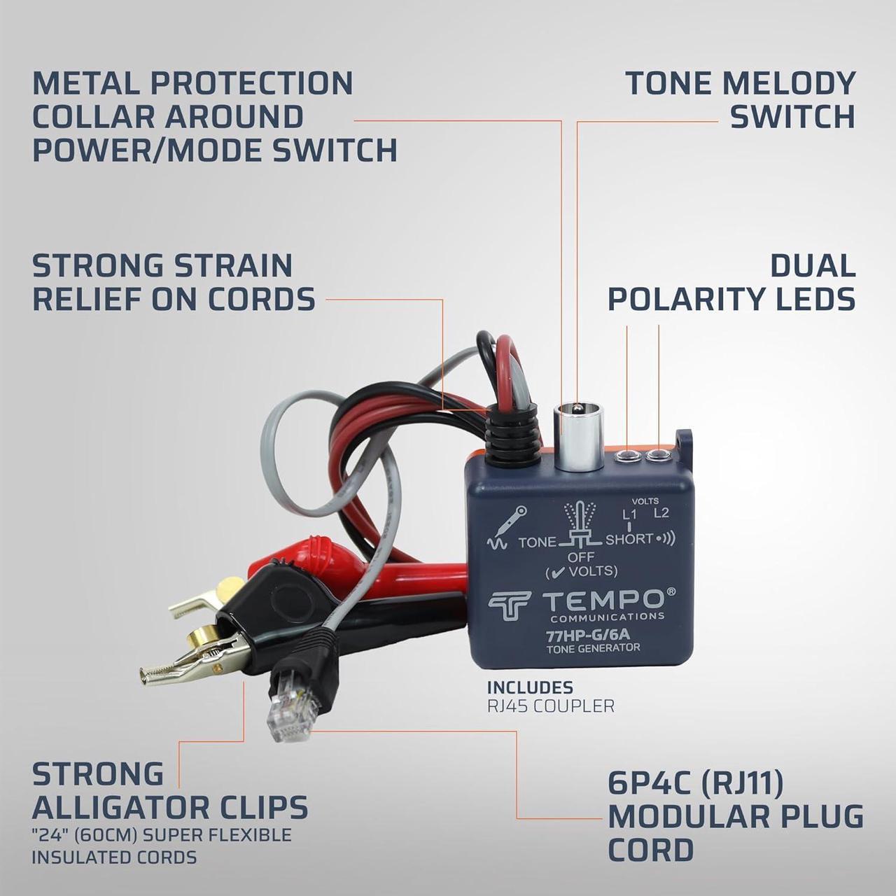 Alt view image 3 of 7 - Communications 701K-G Wire Tracer Tone Generator and Probe Kit for Ethernet, Internet, Telephone, Speaker, Coax, Video, and Data Cable (701K-G-BOX Pro Grade)