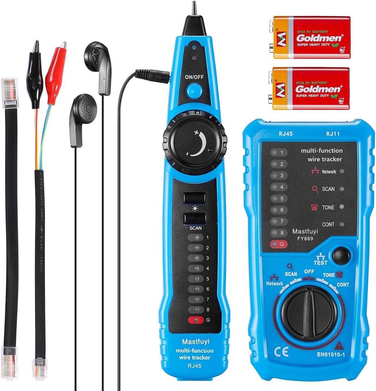 Main image of Network Cable Tester, Digital Signal Cable Tracer with Probe Tone, RJ11 RJ45 Line Finder, Telephone Line Test, Ethernet LAN Network Cat5 Cat6 Cable Maintenance Collation
