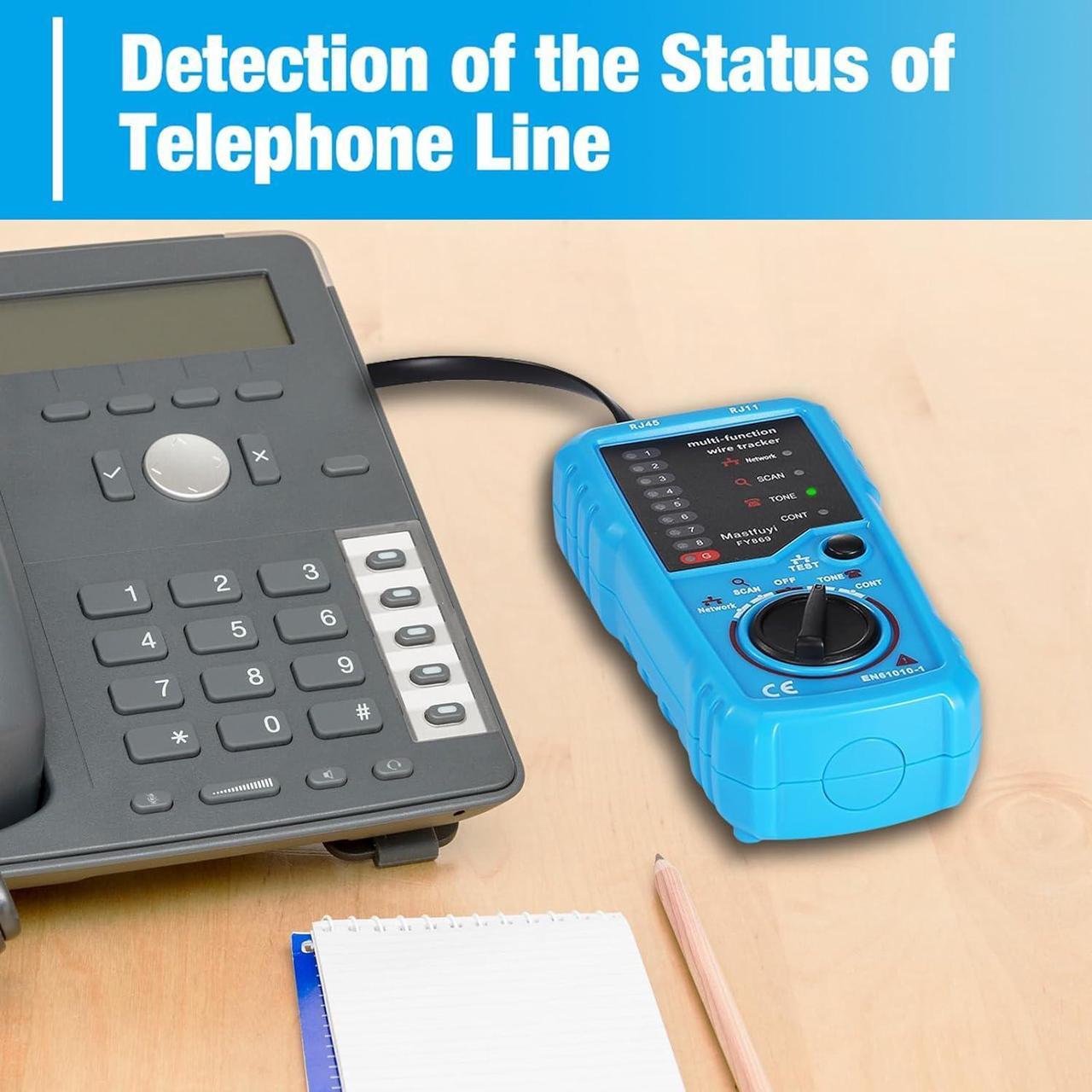 Alt view image 6 of 7 - Network Cable Tester, Digital Signal Cable Tracer with Probe Tone, RJ11 RJ45 Line Finder, Telephone Line Test, Ethernet LAN Network Cat5 Cat6 Cable Maintenance Collation