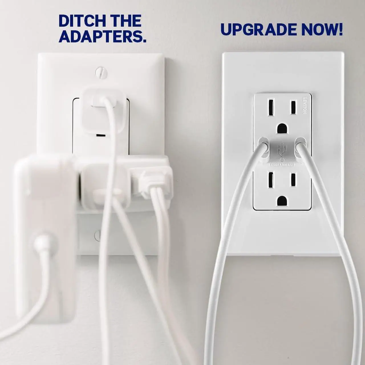 Alt view image 5 of 7 - Leviton 30W (6A) USB Dual Type-C/C Power Delivery In-Wall Charger with 15A Tamper-Resistant Outlet, USB Charger for Smartphones, Tablets, Laptops, T5635-G, Gray