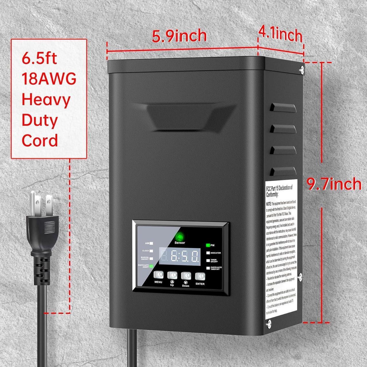 Alt view image 3 of 7 - 400W Low Voltage Landscape Transformer, Outdoor Weatherproof Transformer with Timer and Photocell Sensor, Landscape Lighting Transformer 120V AC to 12/14V AC for Spotlight Pathway Lights