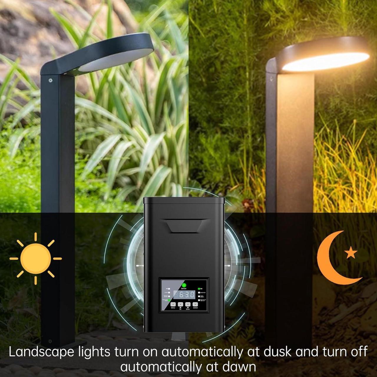 Alt view image 6 of 7 - 400W Low Voltage Landscape Transformer, Outdoor Weatherproof Transformer with Timer and Photocell Sensor, Landscape Lighting Transformer 120V AC to 12/14V AC for Spotlight Pathway Lights