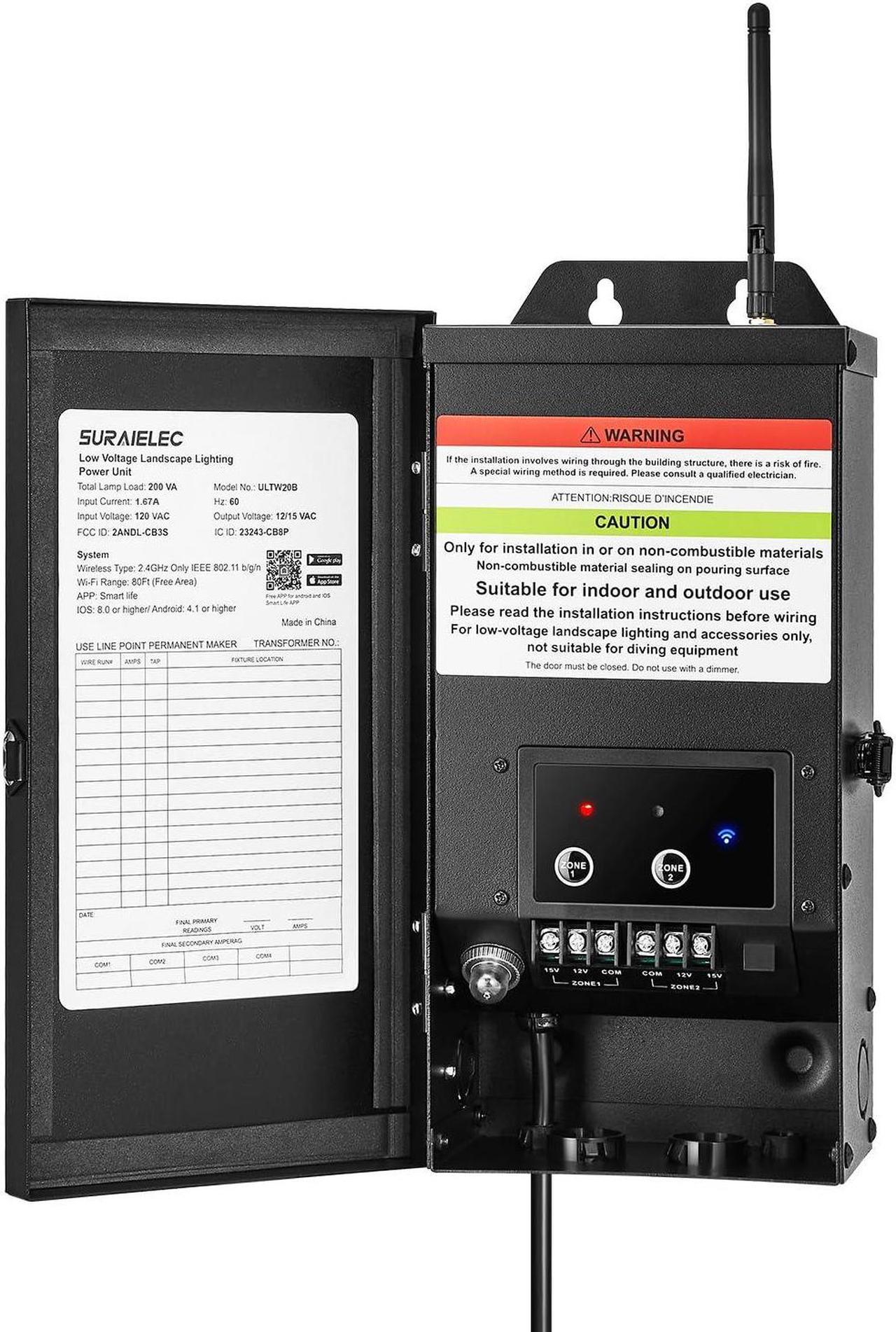 Main image of 300W Wi-Fi Low Voltage Landscape Transformer, 2 Independent Channels, 2.4GHz Smart Landscape Lighting Transformer, Work with Alexa & Google Assistant,120V to 12V 15V AC, ETL Listed