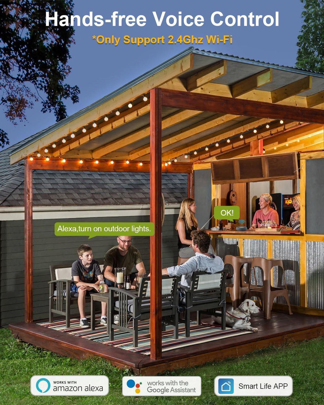 Alt view image 2 of 7 - 300W Wi-Fi Low Voltage Landscape Transformer, 2 Independent Channels, 2.4GHz Smart Landscape Lighting Transformer, Work with Alexa & Google Assistant,120V to 12V 15V AC, ETL Listed
