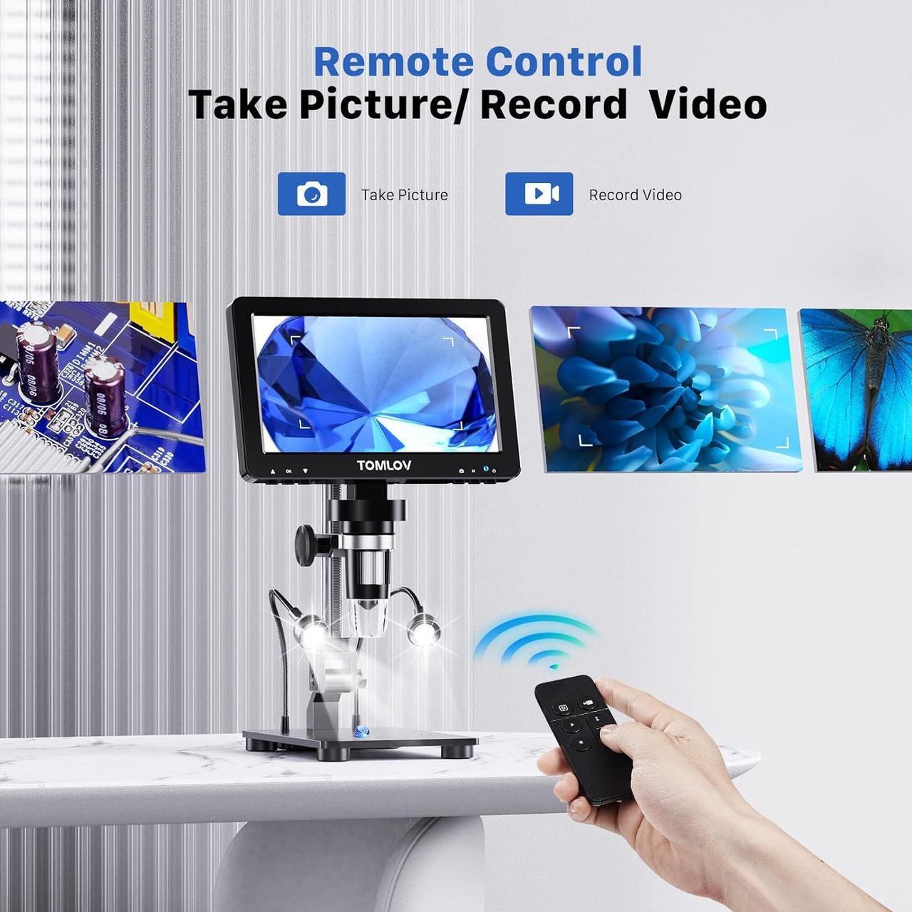 Alt view image 6 of 7 - DM9 Pro 7" HDMI Digital Microscope 1200X with IPS Screen, 1080P 16MP Coin Microscope Magnifier for Entire Coin View, LCD Soldering Microscope for Adult, 10 LED Lights, PC/TV Compatible, 32GB