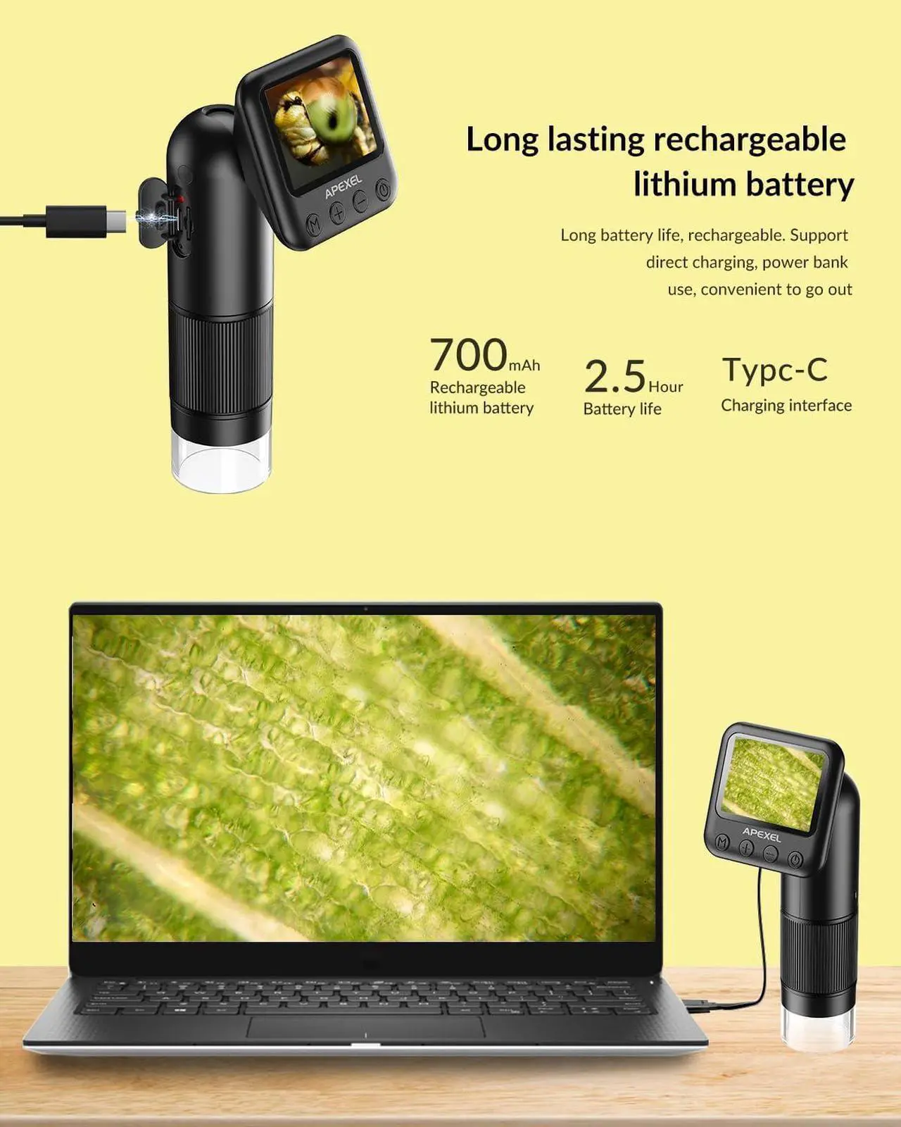 Alt view image 4 of 7 - Digital Microscope, 800X HD Digital Microscope for Adults, with 2" LCD Screen Pocket Microscope for Kids, USB Lab Handheld Digital Microscopes Equipment, with 32GB SD Card