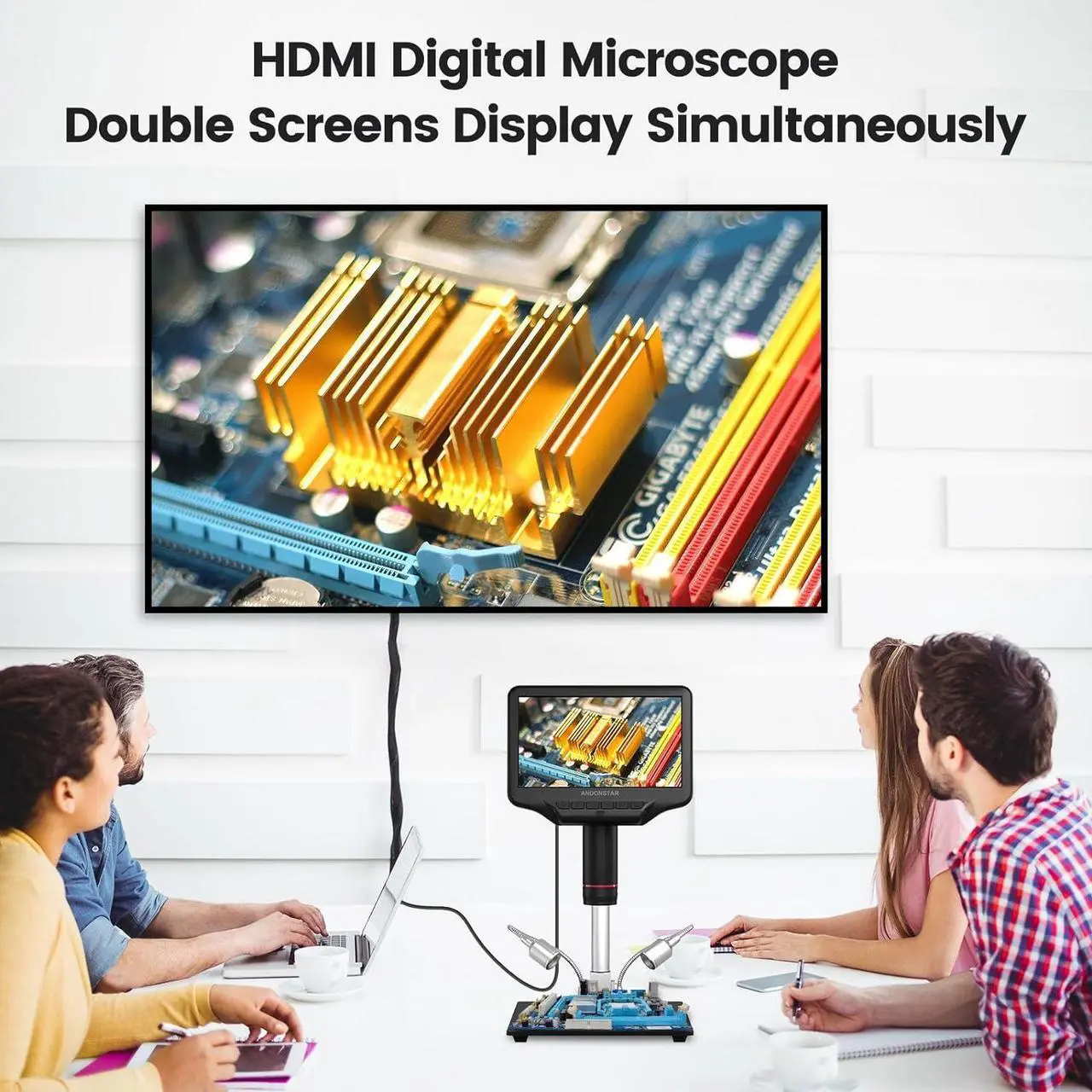 Alt view image 4 of 7 - AD407 3D HDMI Soldering Digital Microscope with 4MP UHD and 7 inch Adjustable LCD Screen USB Video Microscopes for Phone Repairing SMT SMD DIY