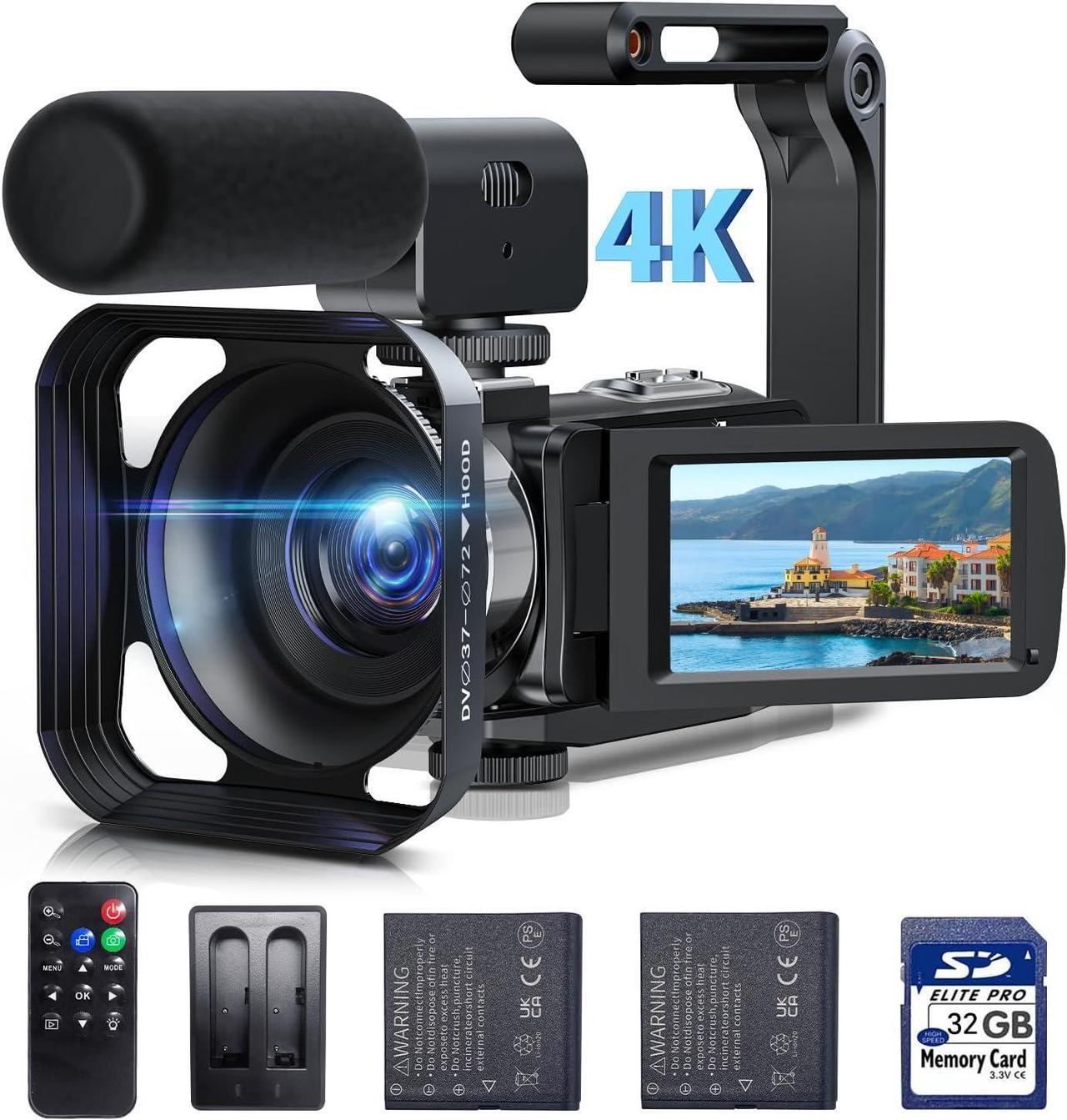 Main image of Video Camera Camcorder 4K 42MP YouTube Vlogging Camera 18X Digital Zoom 3 270° Rotation Screen vlog Camera with Microphone, Remote Control, 2 Batteries, Lens Hood, 32G SD Card