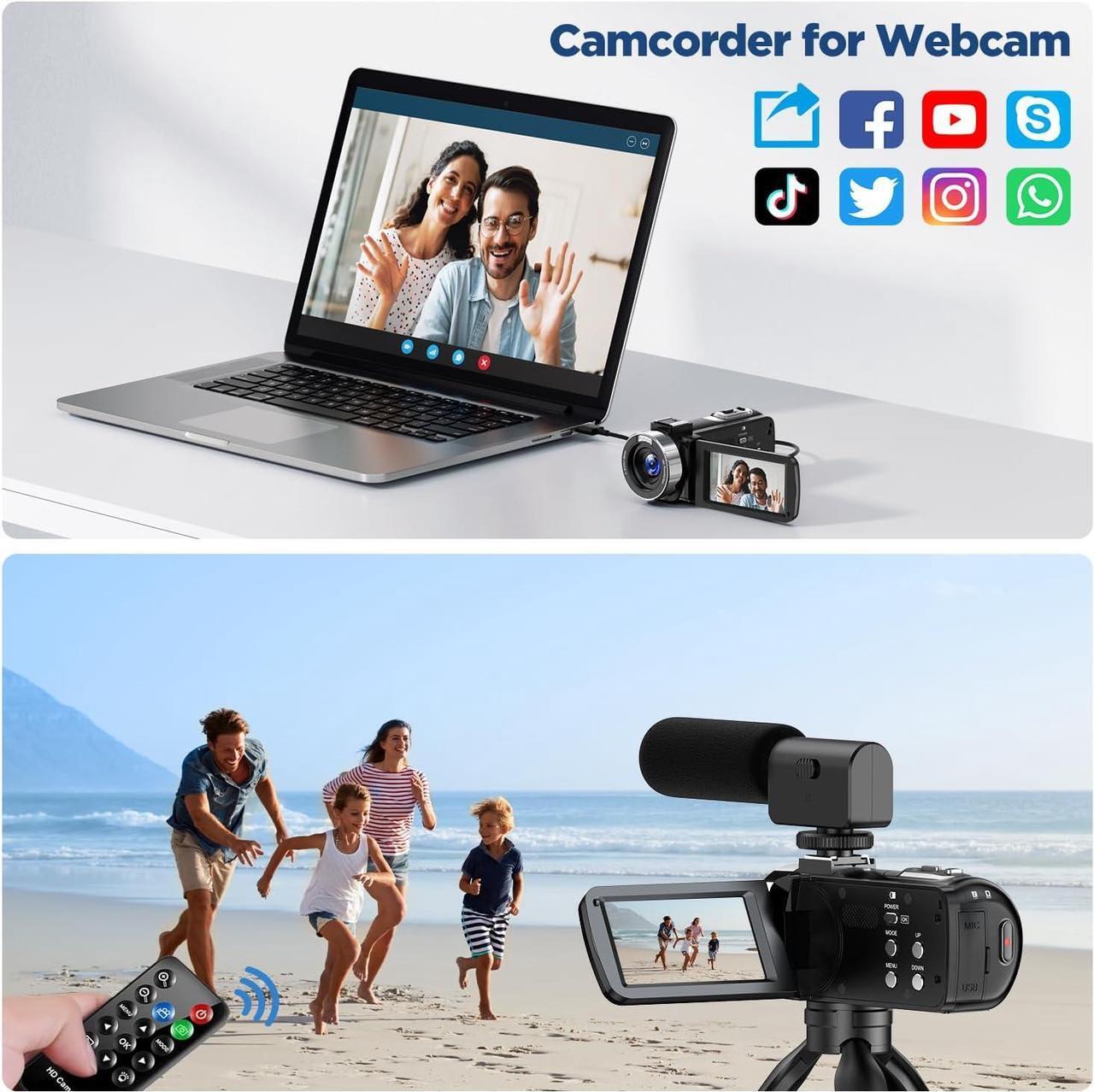 Alt view image 3 of 6 - Video Camera Camcorder 4K 42MP YouTube Vlogging Camera 18X Digital Zoom 3 270° Rotation Screen vlog Camera with Microphone, Remote Control, 2 Batteries, Lens Hood, 32G SD Card