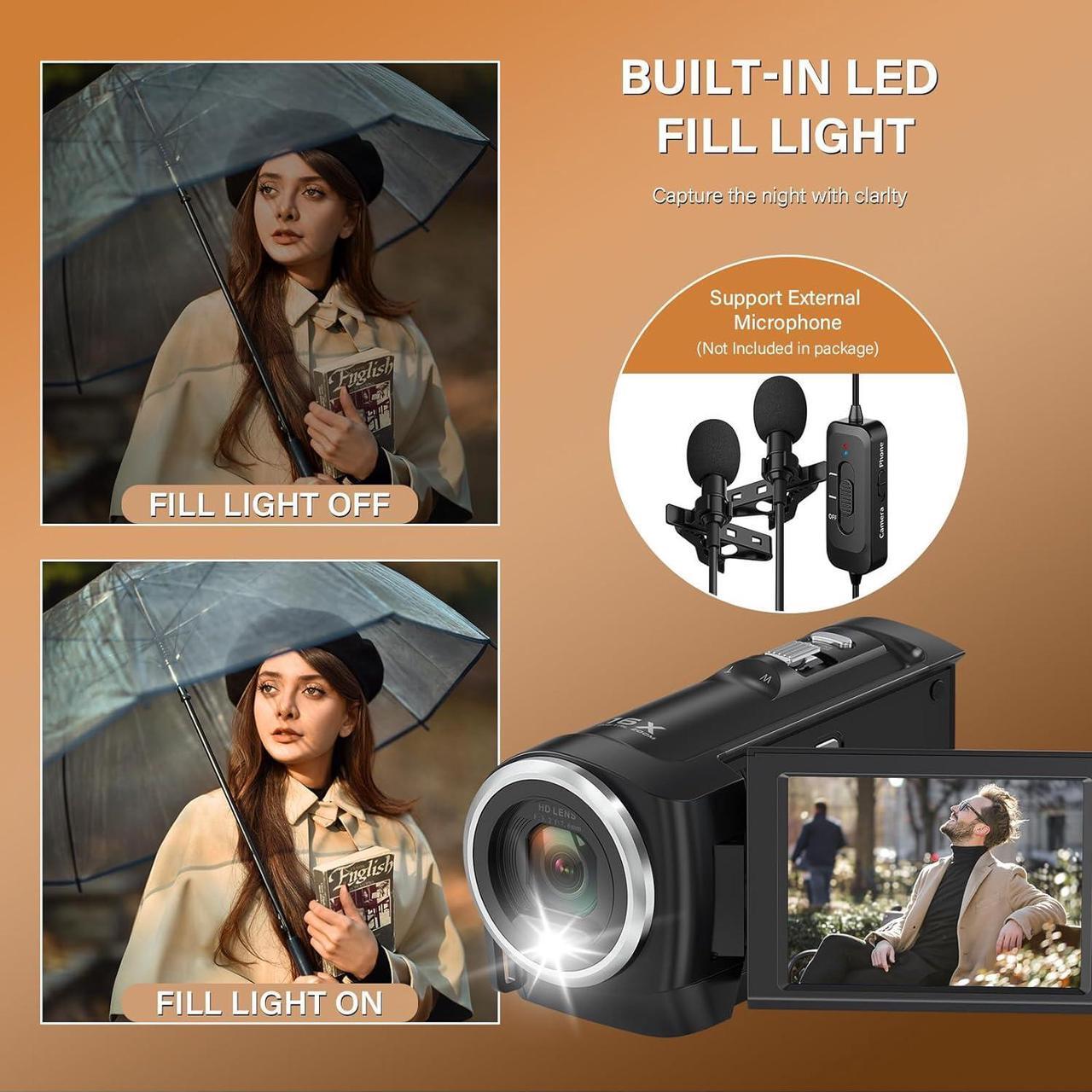 Alt view image 5 of 7 - Video Camera Camcorder, QHD 2.7K Camcorder 50MP 16X Digital Video Camera for YouTube, 2.8'' 270 Degree Rotation Screen Video Recorder Vlogging Camera with 32GB Card and Two Batteries