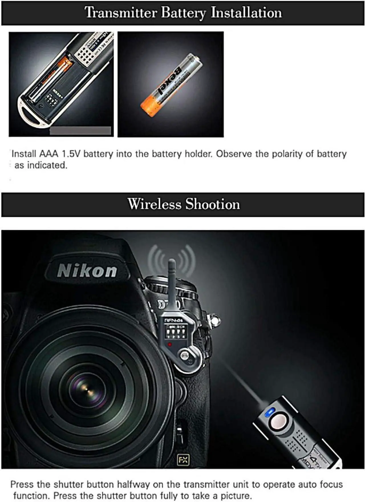 Alt view image 7 of 7 - Wireless Remote Shutter Release for  - Transmitter and Receiver