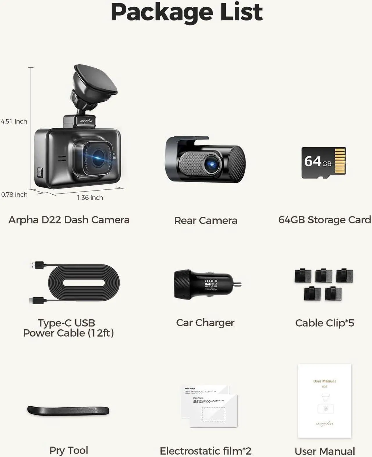Alt view image 6 of 7 - 5K Dash Cam Front and Rear, Built-in 128GB eMMC, 5G WiFi GPS, 4K+1080P Car Camera with 3'' Touch Screen Voice Control, WDR Night Vision Driving Rocorder, Parking Mode G-Sensor (D25)
