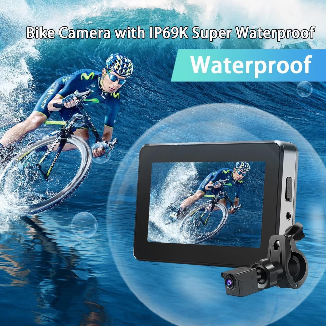 Alt view image 6 of 7 - Bike Camera Rechargeable Battery 360° Rotation - Color Night Vision 3 Mins Easy Installation Wide View Handlebar 4.3'' HD 1080P Monitor Bicycle Rear View Camera for Mountain Ebike Wankskey