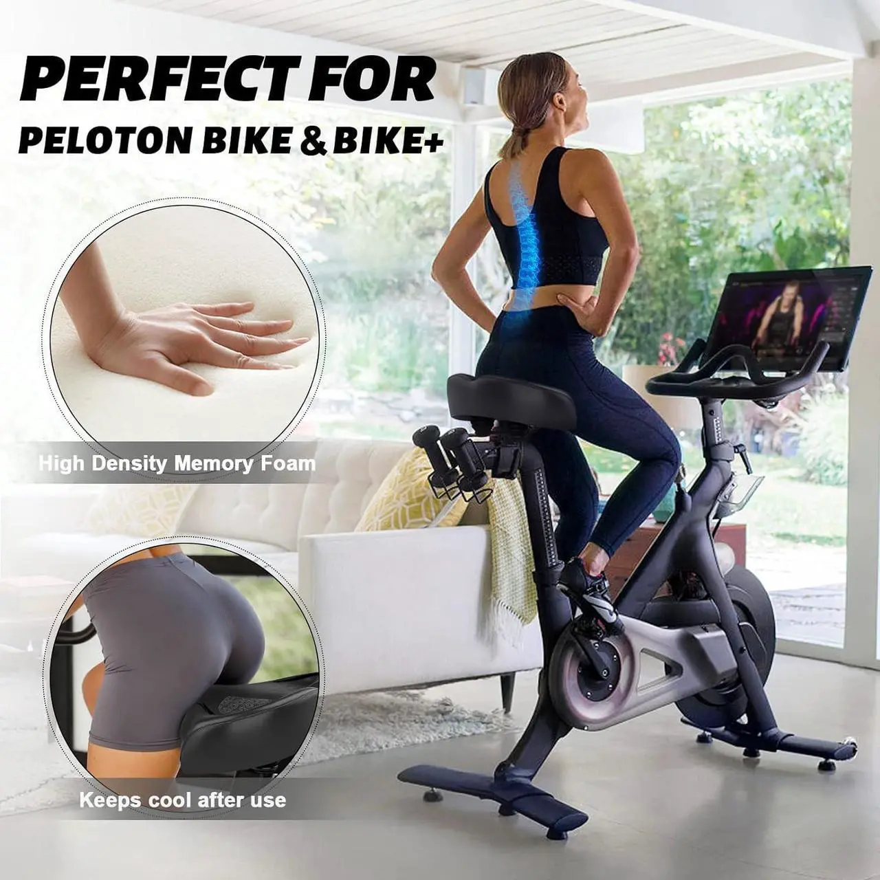 Alt view image 3 of 7 - Bicycle Seat, Bike Seat for Women Men Extra Comfort Wide, Oversized Comfortable Seats Saddle for Peloton Bikes, Fit for Exercise Bikes, Electric Bikes, Mountain Bikes, Cruiser Bikes