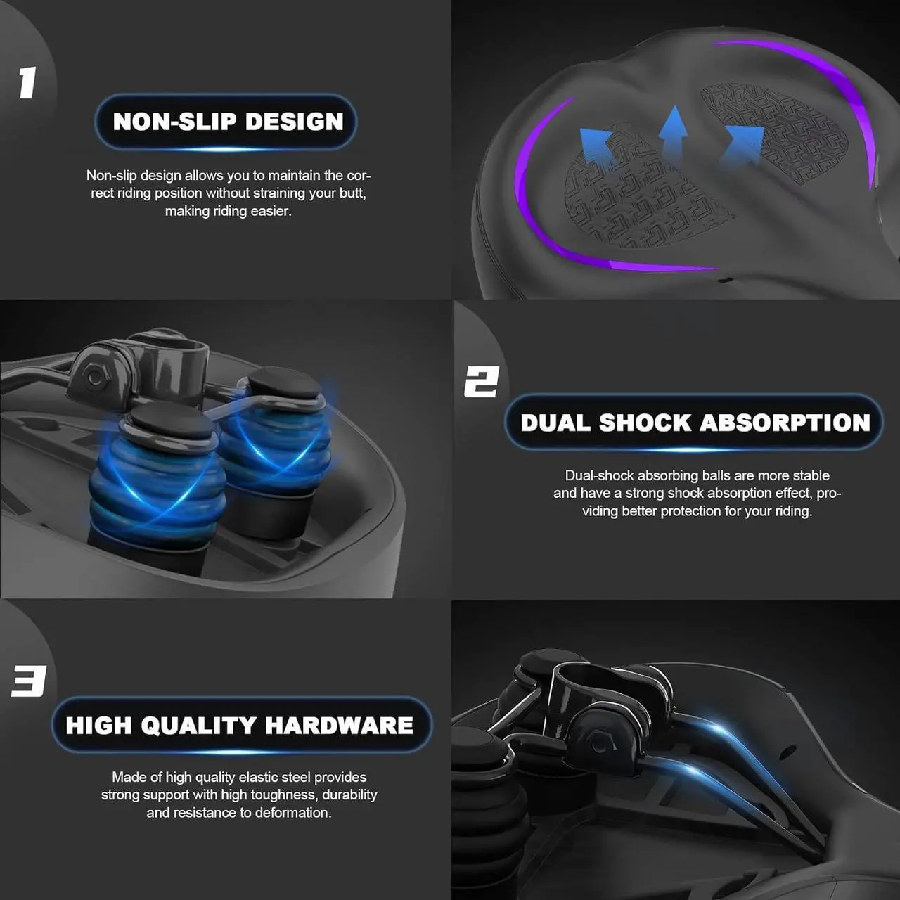 Alt view image 5 of 7 - Bicycle Seat, Bike Seat for Women Men Extra Comfort Wide, Oversized Comfortable Seats Saddle for Peloton Bikes, Fit for Exercise Bikes, Electric Bikes, Mountain Bikes, Cruiser Bikes