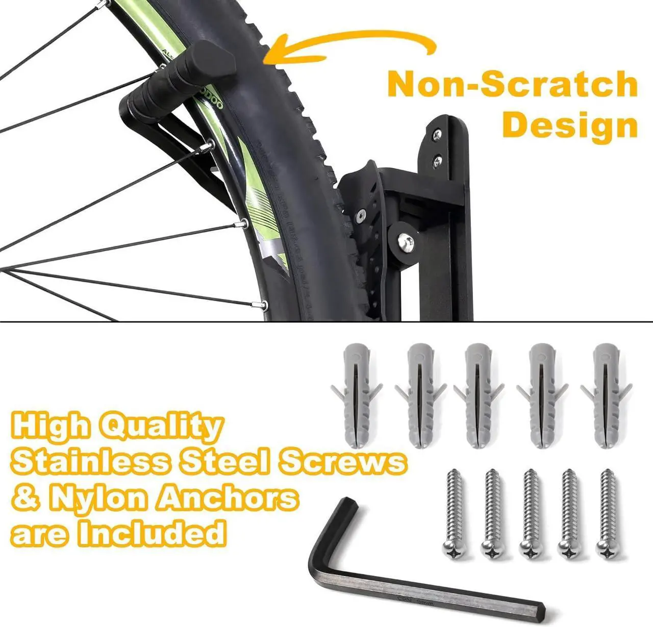 Alt view image 5 of 7 - Bike Swivel Wall Hanger with Rear Wheel Pad Stopper - Adjustable & Foldable Indoor Storage Hook Organizer - Safe & Secure for Storing MTB, Road Bicycles in Garage or Home - 2 Pack
