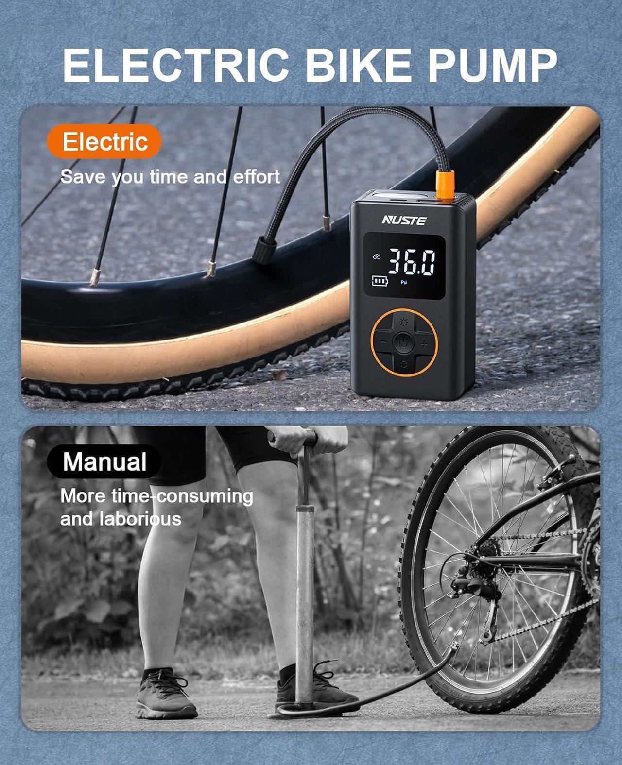 Alt view image 3 of 7 - Tire Inflator Portable Air Compressor - 150 PSI Cordless Mini Bike Tire Pump, Air Pump for Car Motorcycle Bicycle Tires, Balls, with Pressure Gauge, LED Light