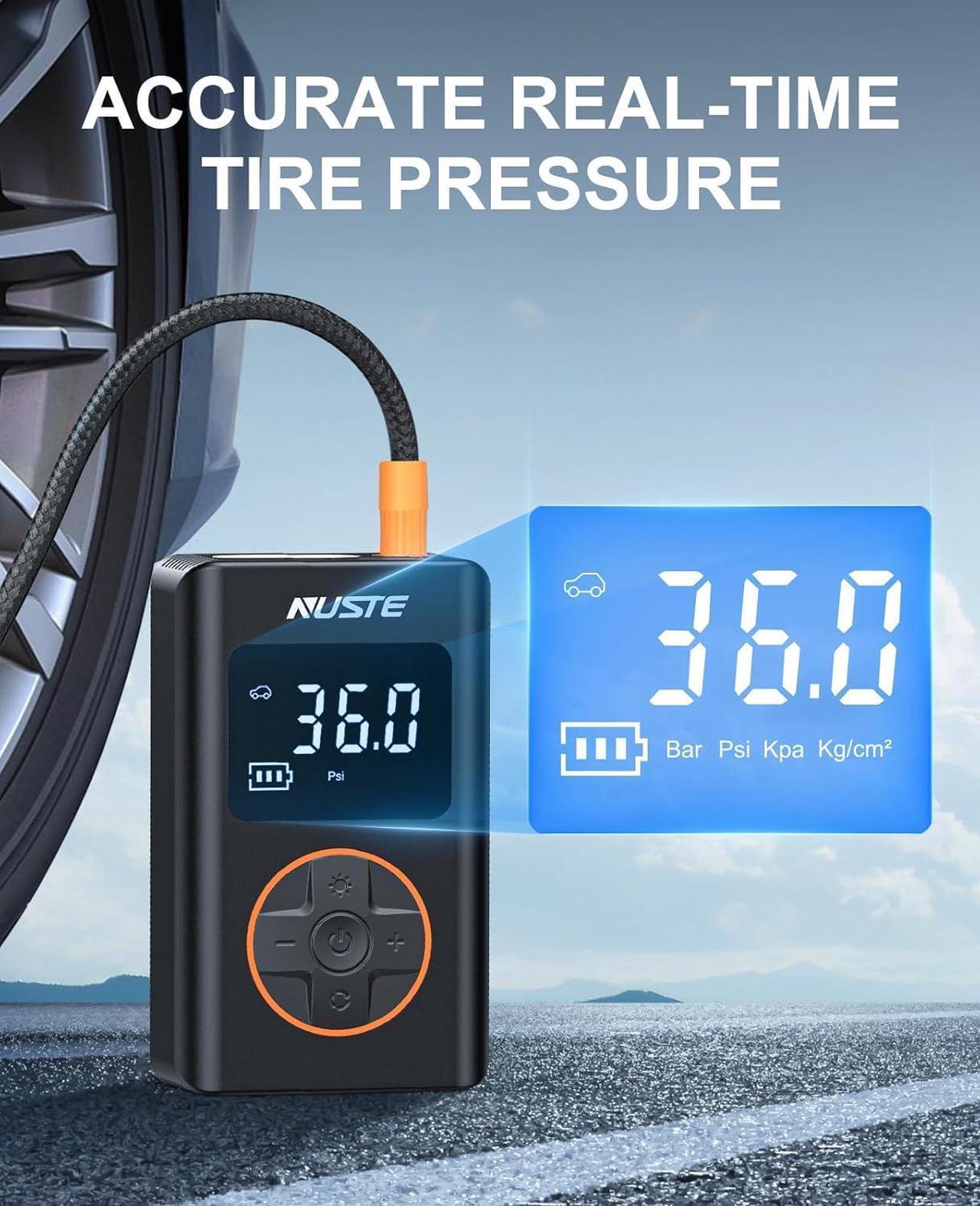 Alt view image 5 of 7 - Tire Inflator Portable Air Compressor - 150 PSI Cordless Mini Bike Tire Pump, Air Pump for Car Motorcycle Bicycle Tires, Balls, with Pressure Gauge, LED Light