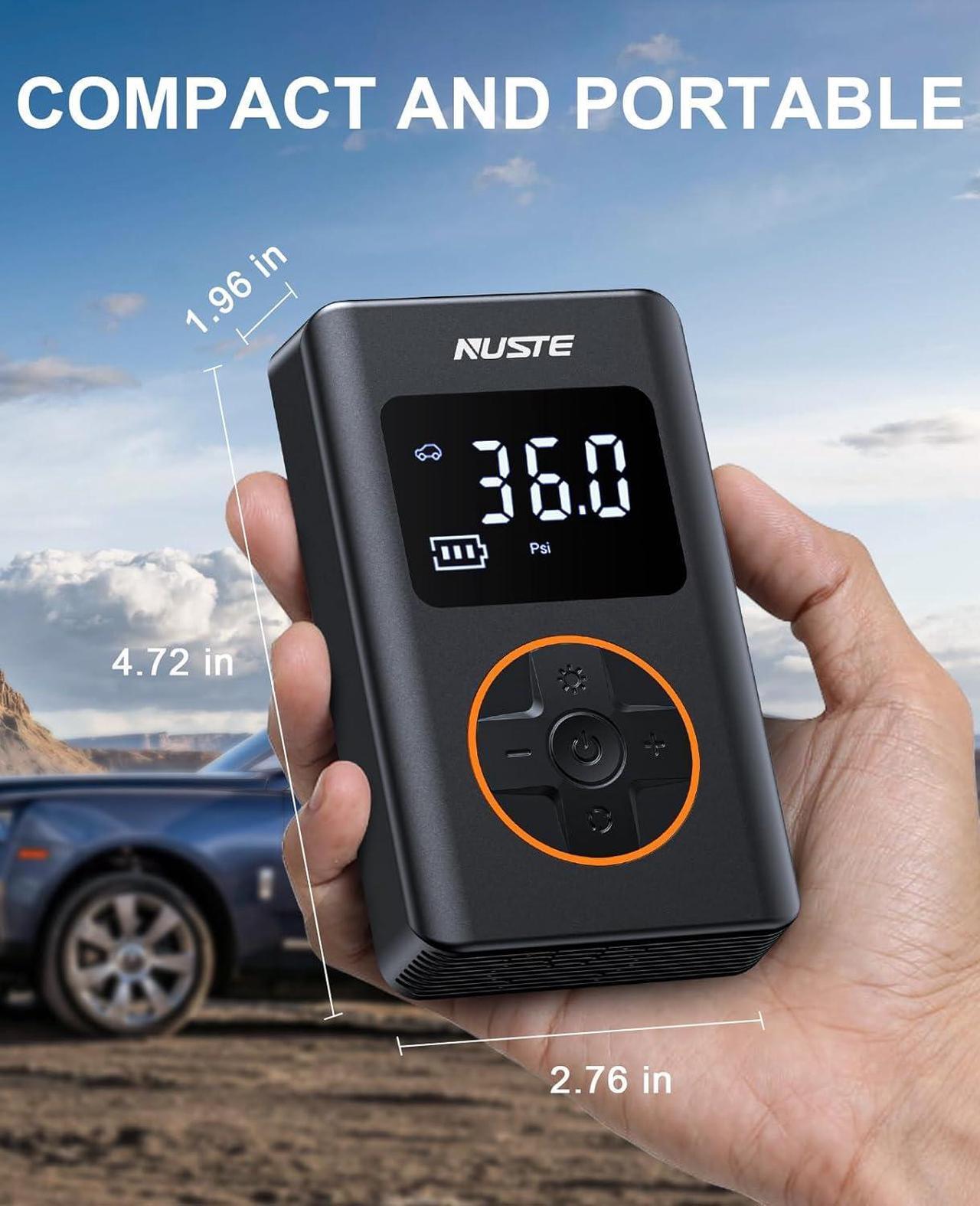 Alt view image 7 of 7 - Tire Inflator Portable Air Compressor - 150 PSI Cordless Mini Bike Tire Pump, Air Pump for Car Motorcycle Bicycle Tires, Balls, with Pressure Gauge, LED Light