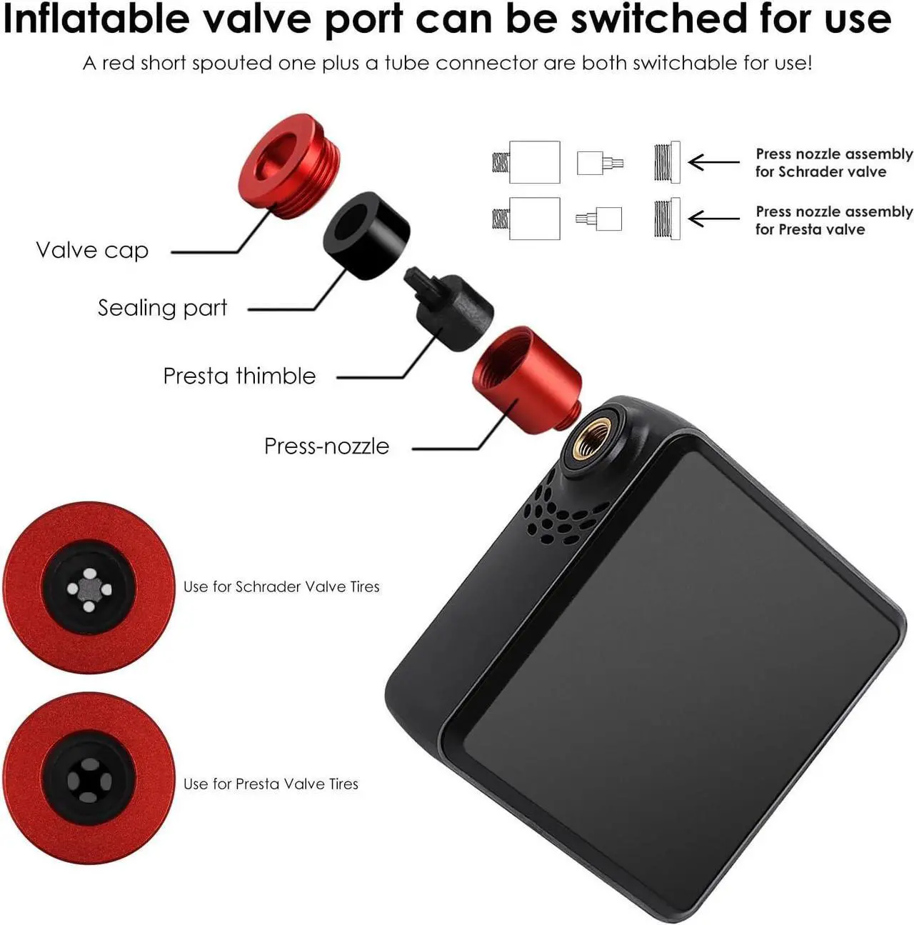 Alt view image 3 of 7 - Air Pump Electric Mini Tire Inflator Portable Air Compressor 150 PSI with Pressure Gauge Cube Floor Pumps, Digital Display Tires Inflatable for Bicycle,E-Bike,Motorbike,Football,Basketball