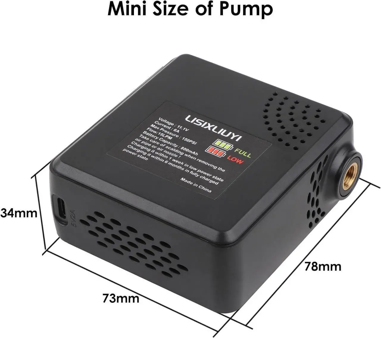 Alt view image 7 of 7 - Air Pump Electric Mini Tire Inflator Portable Air Compressor 150 PSI with Pressure Gauge Cube Floor Pumps, Digital Display Tires Inflatable for Bicycle,E-Bike,Motorbike,Football,Basketball