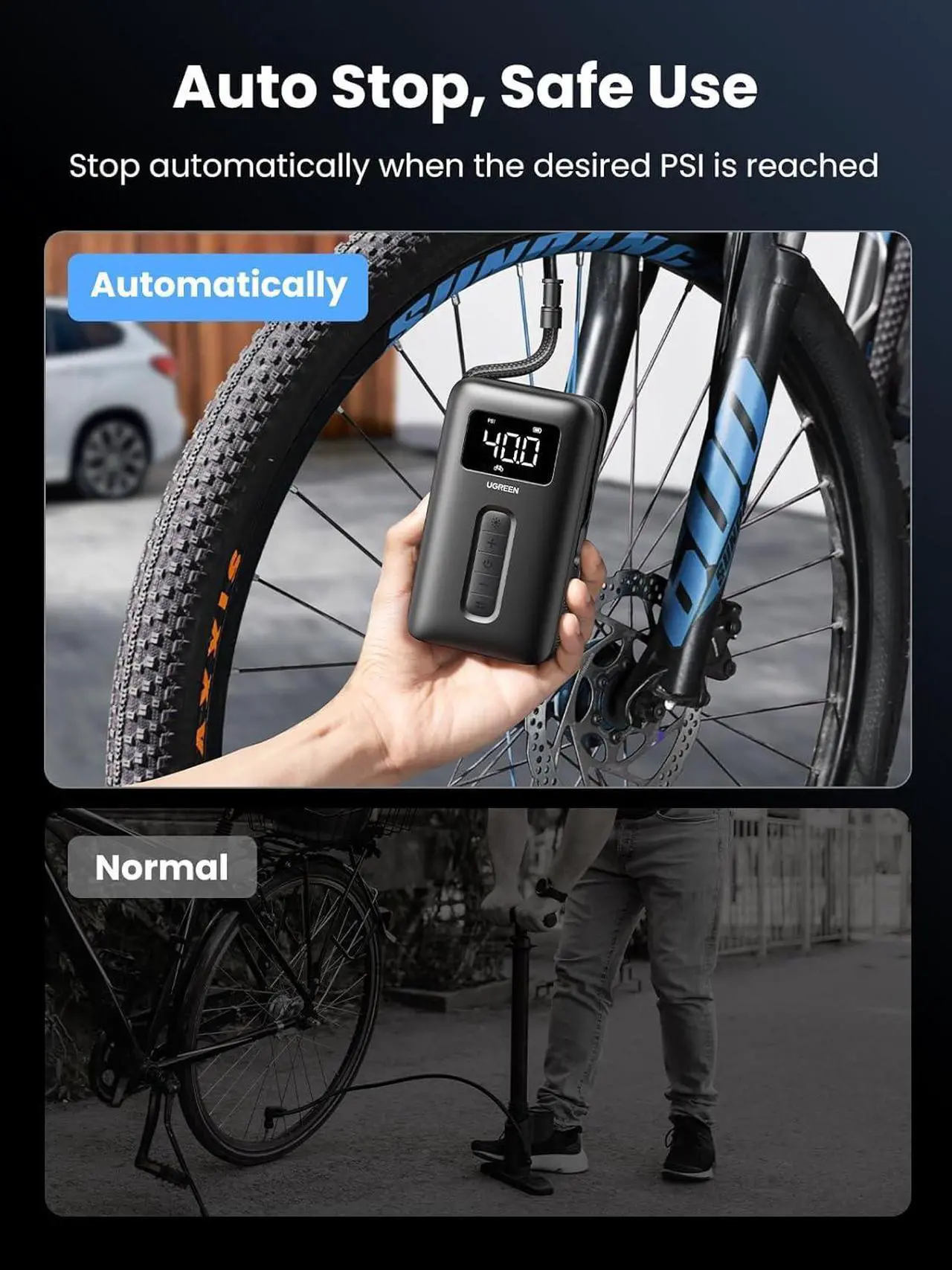 Alt view image 3 of 7 - Tire Inflator Portable Air Compressor 150PSI Air Pump with Battery LED Light Cordless Tire pump for Cars Bikes Motorcycle Balls