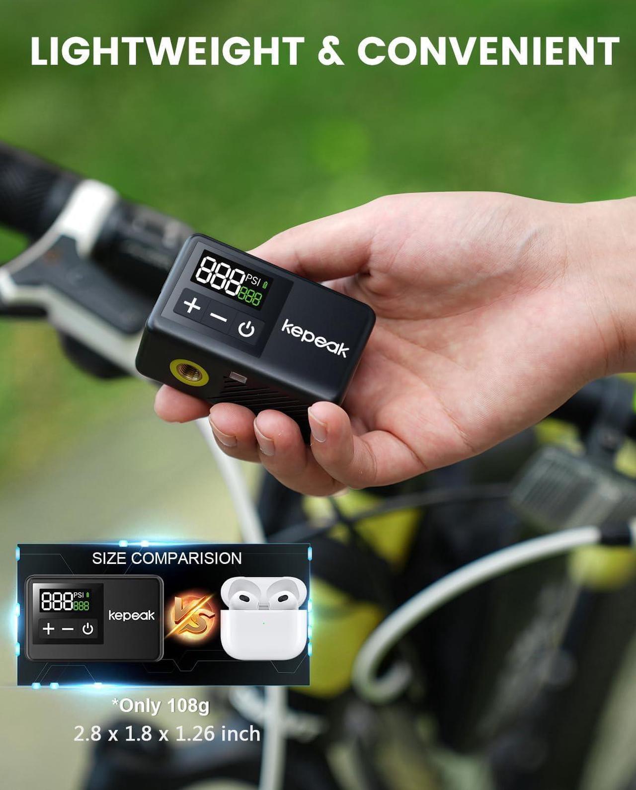Alt view image 3 of 7 - Mini Bike Pump, Bicycle Pump with Digital Pressure Gauge, Portable Bike Air Pump Tire Inflator with Presta and Schrader Valve for Road Bike, Mountain Bike, E-Bike, City Bike, and Ball