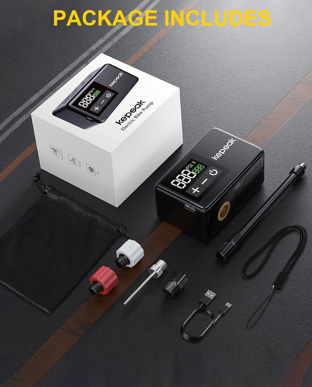 Alt view image 7 of 7 - Mini Bike Pump, Bicycle Pump with Digital Pressure Gauge, Portable Bike Air Pump Tire Inflator with Presta and Schrader Valve for Road Bike, Mountain Bike, E-Bike, City Bike, and Ball