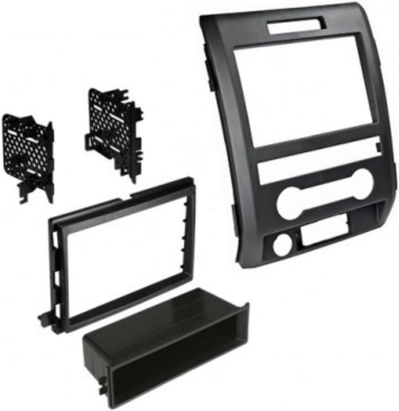 Alt view image 2 of 7 - Single or Double DIN Radio Complete Dash Kit, 2009-2014 Ford F-150 with Antenna Adapter, Harness Compatible for All Trim Levels (Black with Steering Wheel Controls)