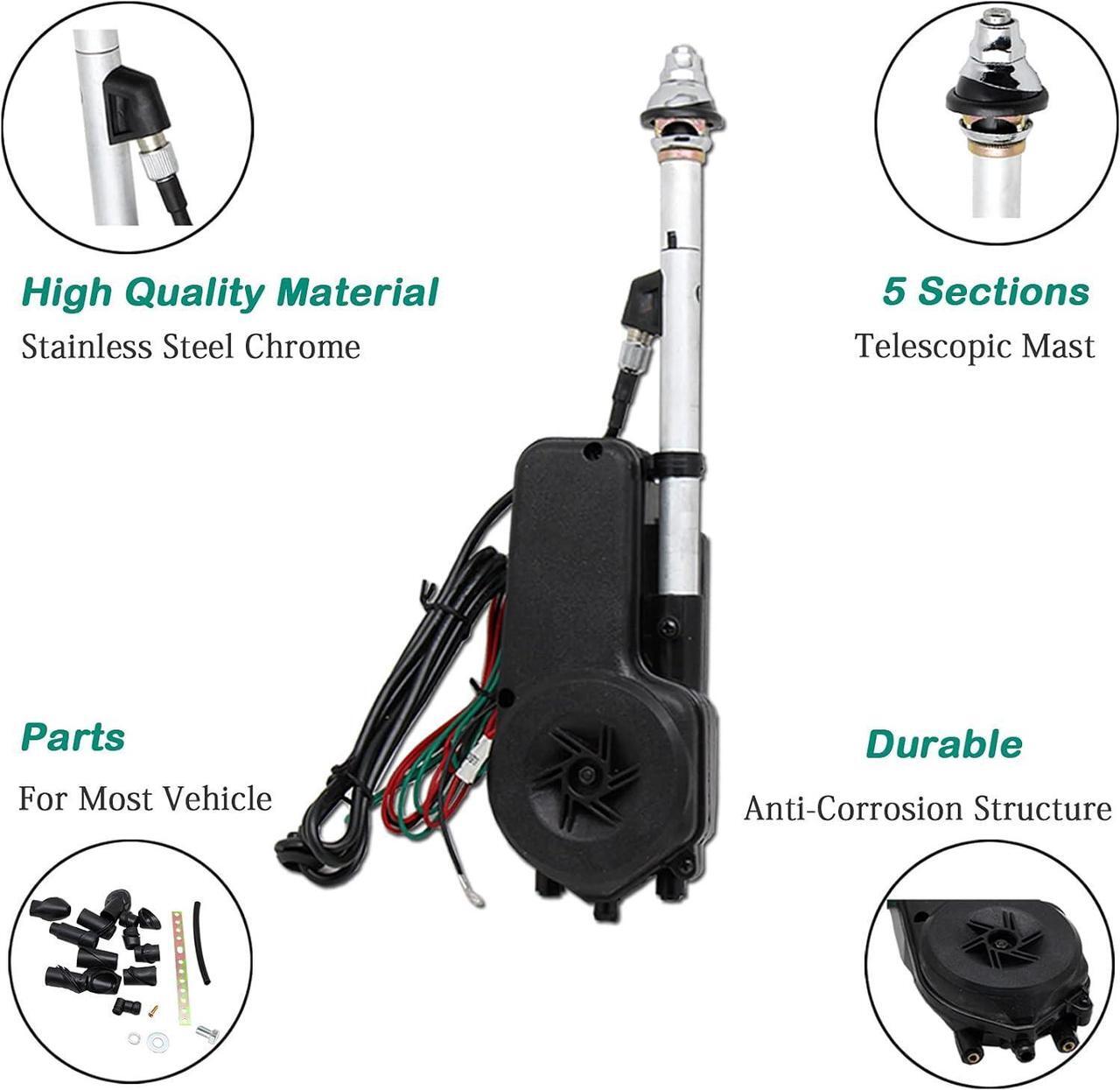 Alt view image 3 of 7 - Universal 12V Car Power Radio Antenna Fully Automatic Retractable Power Antenna Assembly Design for Am Fm Radio Antenna Mast Replacement Kit