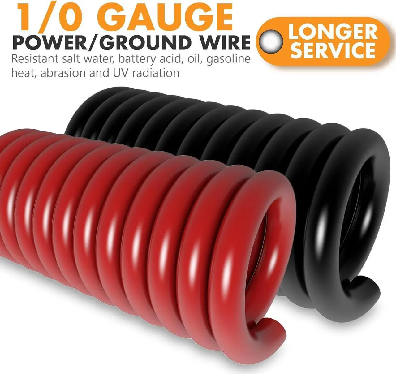 Alt view image 3 of 7 - 1/0 Gauge Wire (40ft) Copper Clad Aluminum CAA Car Amplifier Power Ground CableAutomotive Wire, Battery Cable, Car Audio Speaker Stereo with Lugs Terminal Connectors Heat Shrink Tube and Fuse Holder