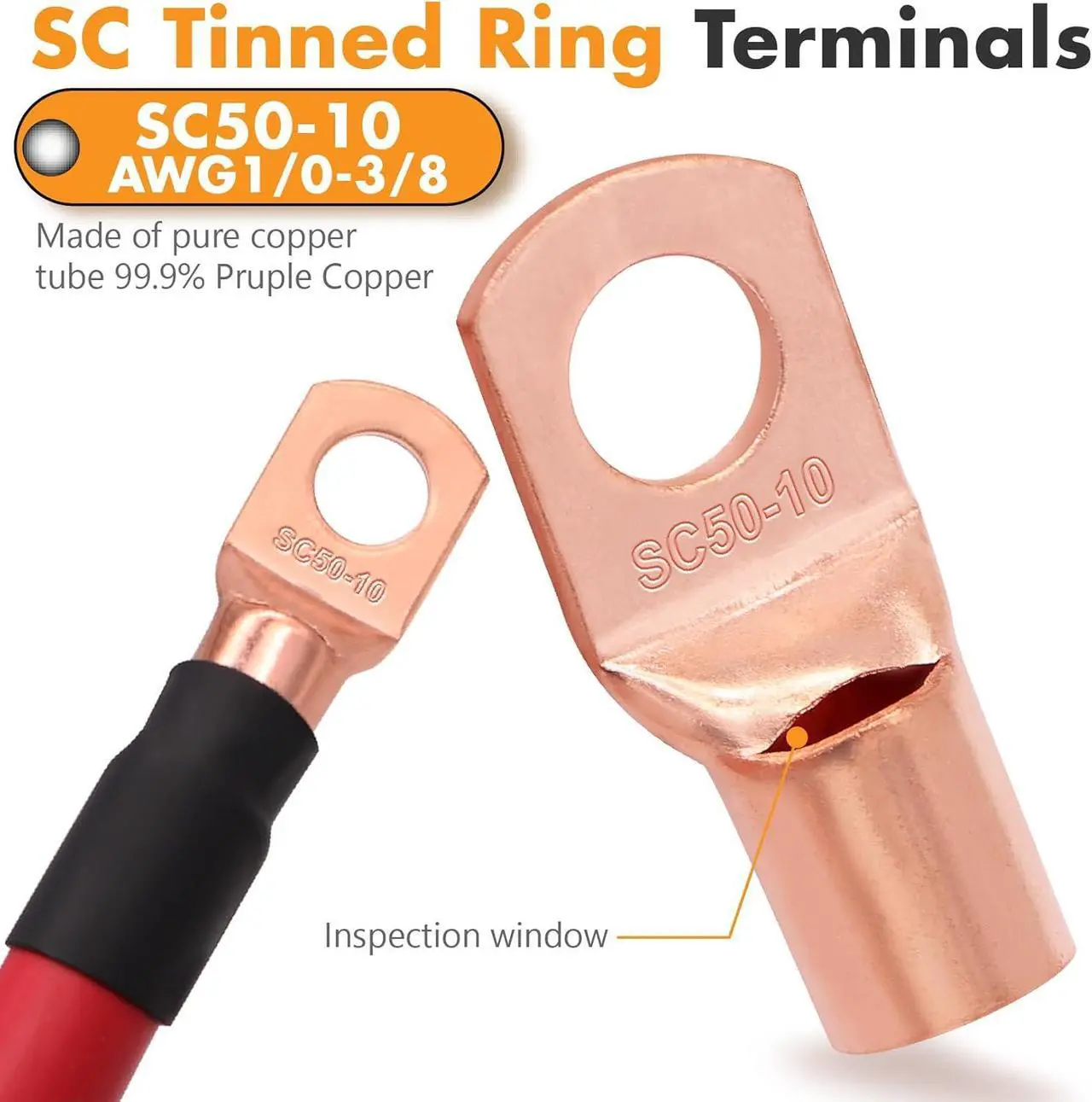Alt view image 5 of 7 - 1/0 Gauge Wire (40ft) Copper Clad Aluminum CAA Car Amplifier Power Ground CableAutomotive Wire, Battery Cable, Car Audio Speaker Stereo with Lugs Terminal Connectors Heat Shrink Tube and Fuse Holder