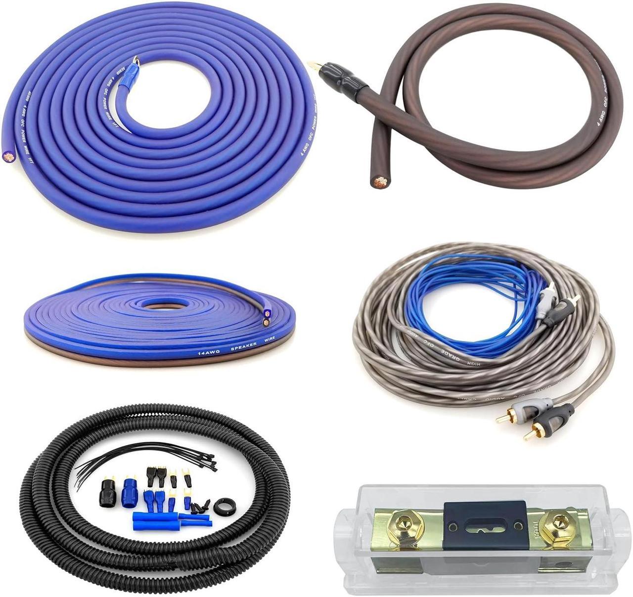 Main image of 4 Gauge 100% Copper OFC Complete Amplifier Wiring Kit | True Spec 4 AWG (American Wire Guage) for Automotive Car Audio Subwoofer Amp Install (incl Power Ground Cable RCA Speaker Remote Wires)
