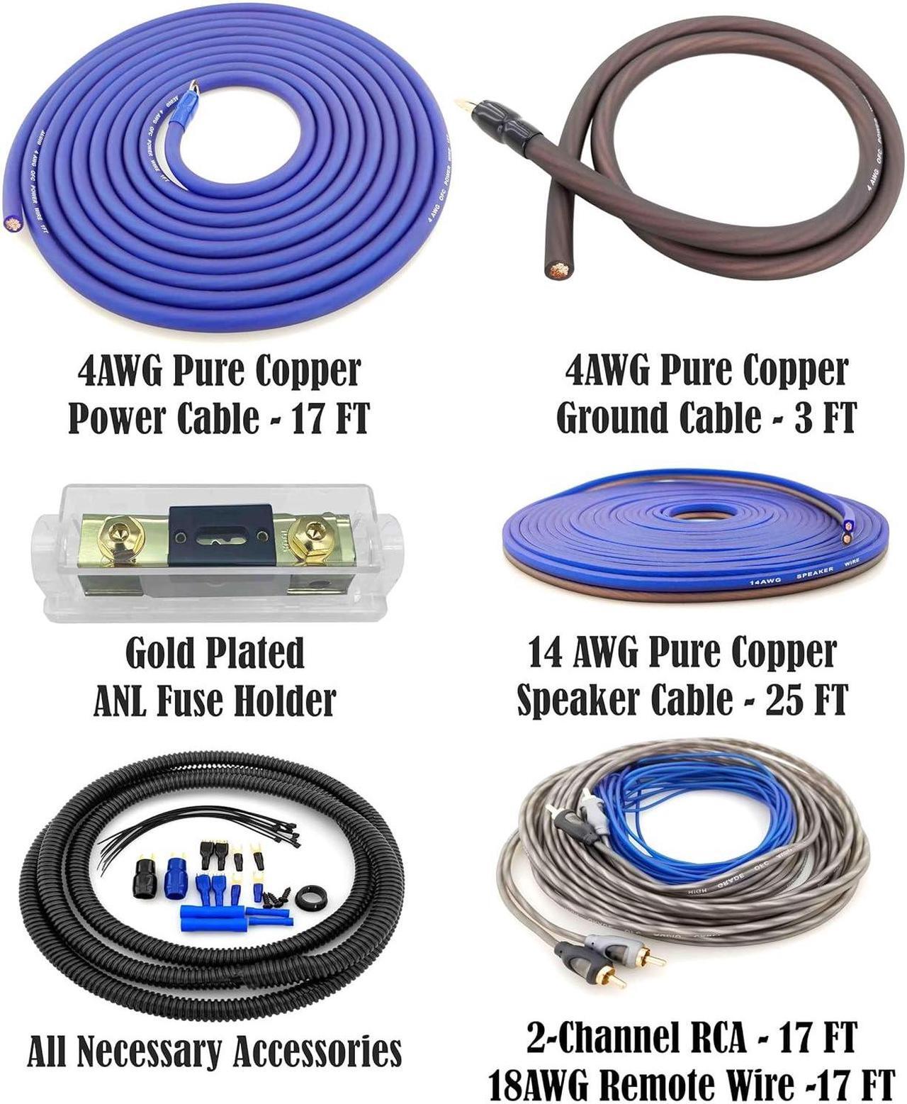 Alt view image 2 of 7 - 4 Gauge 100% Copper OFC Complete Amplifier Wiring Kit | True Spec 4 AWG (American Wire Guage) for Automotive Car Audio Subwoofer Amp Install (incl Power Ground Cable RCA Speaker Remote Wires)