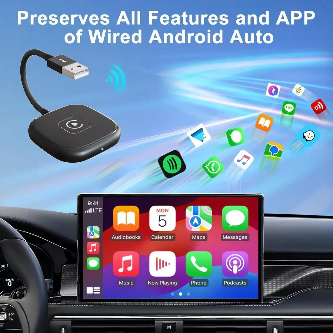 Alt view image 6 of 7 - CarPlay Wireless Adapter,Wireless Carplay Adapter for Wired CarPlay to Wireless CarPlay,Carplay Wireless Dongle with 98% of car Models
