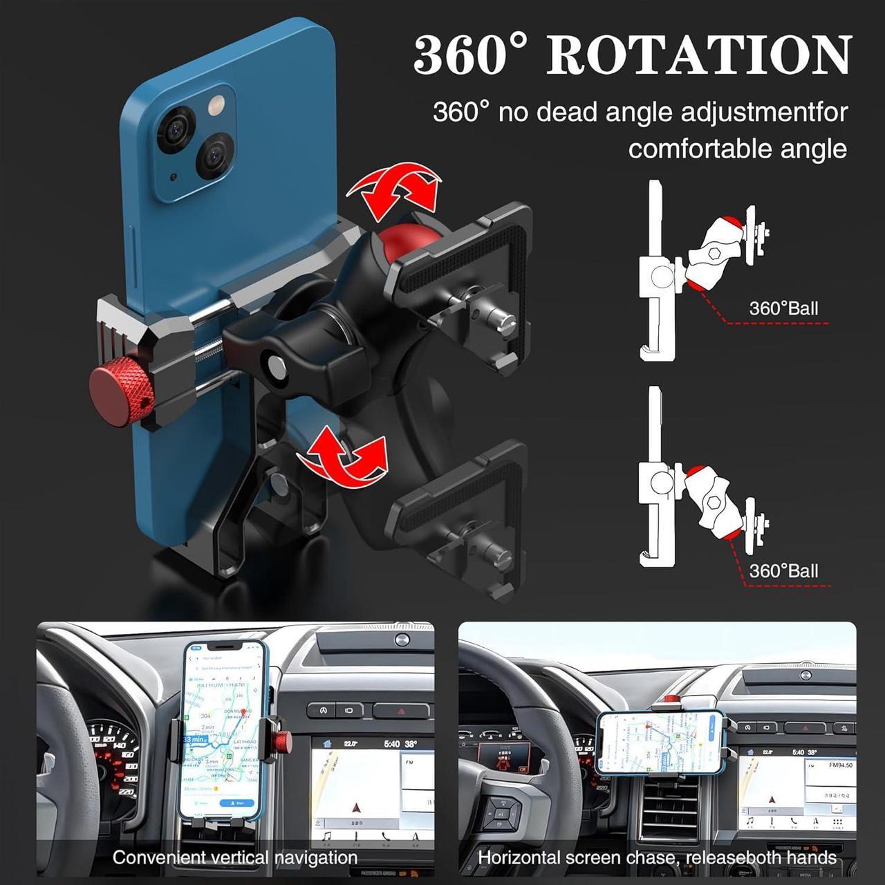 Alt view image 5 of 7 - Phone Mount Compatible with Ford F-150 2015-2020, Expedition 2018-2021, Super Duty 2017-2021, 360 Rotation Aluminum F150 Vent Cell Phone Holder for All Phone iPhone Android Smartphone