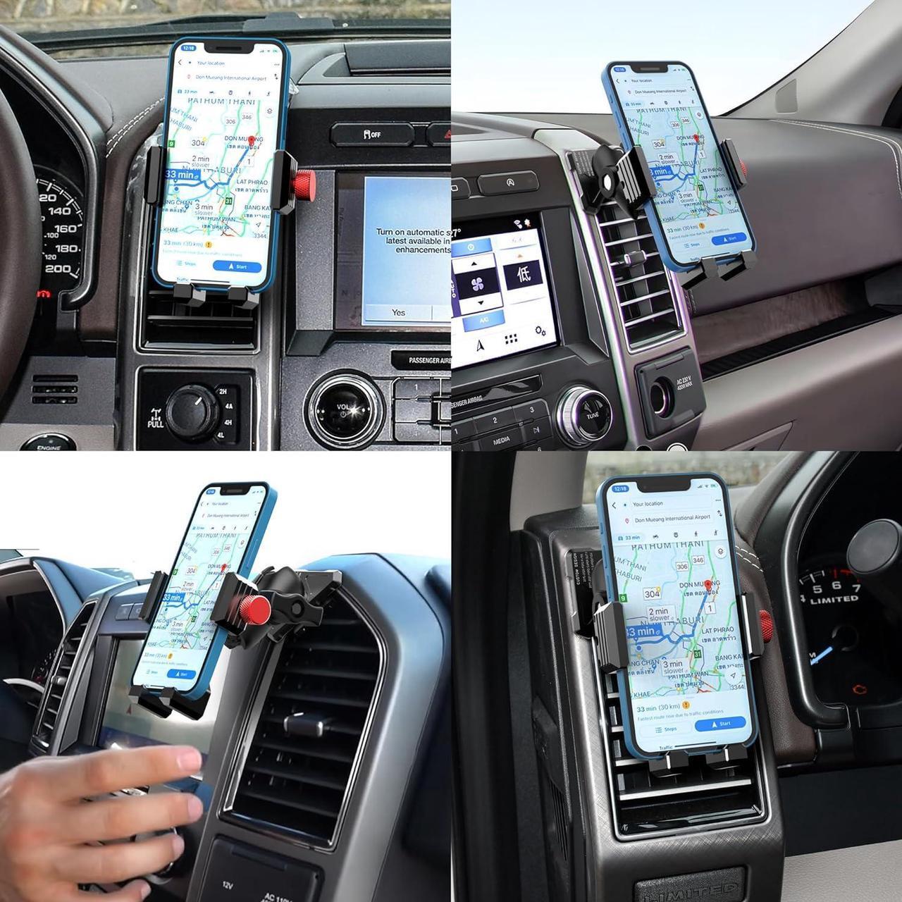 Alt view image 7 of 7 - Phone Mount Compatible with Ford F-150 2015-2020, Expedition 2018-2021, Super Duty 2017-2021, 360 Rotation Aluminum F150 Vent Cell Phone Holder for All Phone iPhone Android Smartphone