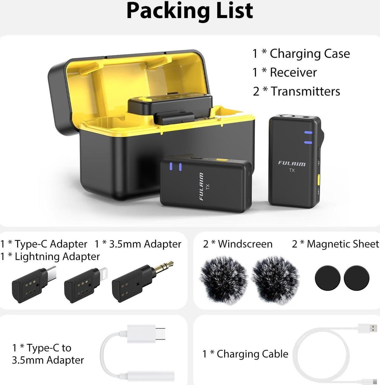 Alt view image 7 of 7 - X5M Wireless Lavalier Microphone System, Lavalier Lapel Mic with 18H Battery Life Charging Case for DSLR Cameras/iPhone/Android/Live Streaming