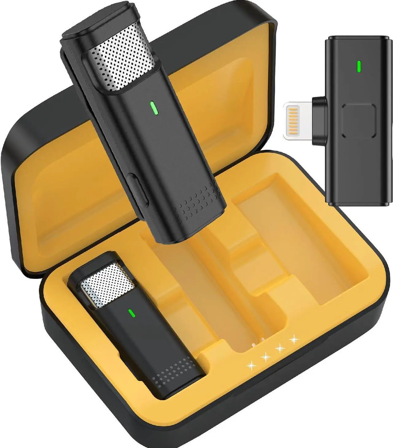 Main image of 2 Wireless Lavalier Microphones for iPhone with Battery Case - Dual Mics Condenser Lapel Microphone Compatible with iPhones iPad Lav Mic