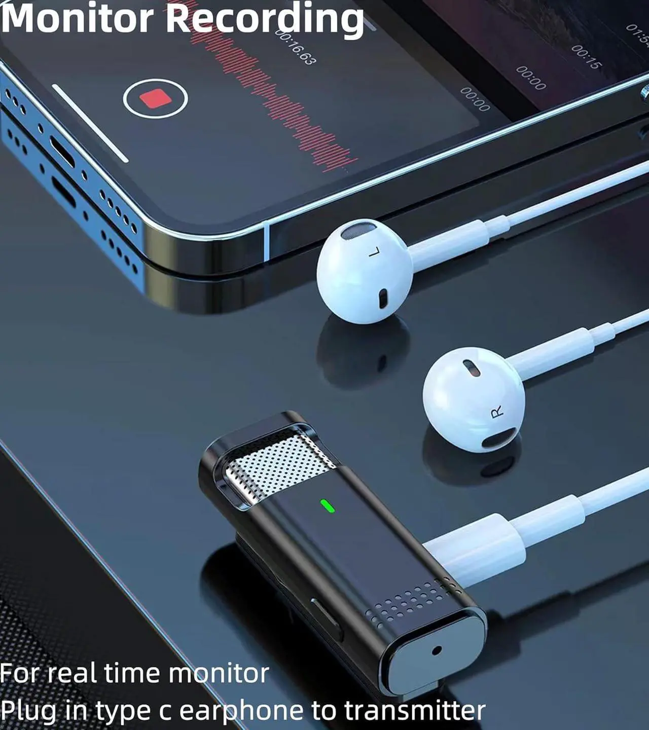 Alt view image 4 of 7 - 2 Wireless Lavalier Microphones for iPhone with Battery Case - Dual Mics Condenser Lapel Microphone Compatible with iPhones iPad Lav Mic