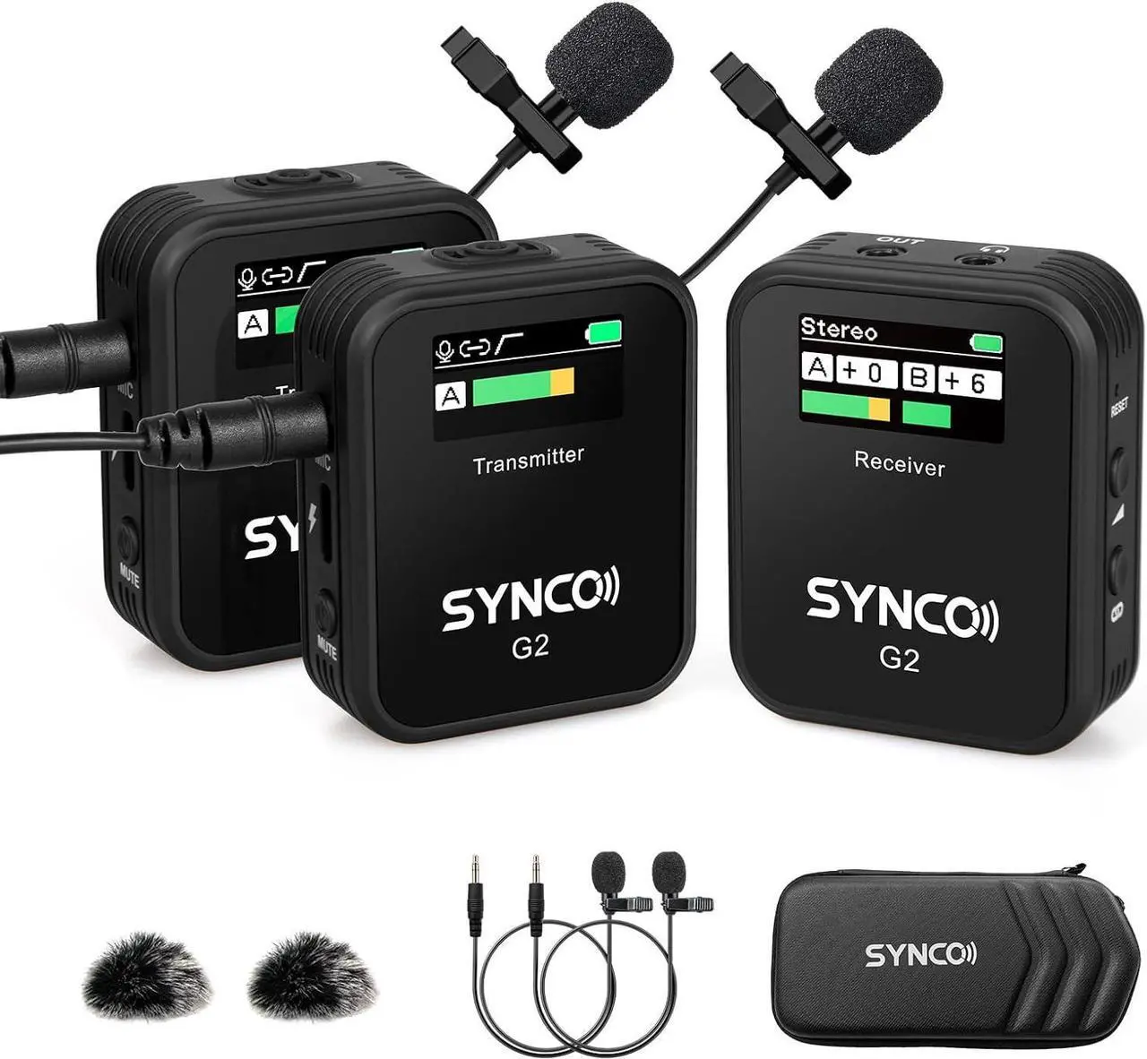 Main image of Wireless Lavalier Microphone, G2(A2) 2.4G Dual Transmitter 48KHz 24Bit Lapel Mic 656FT 8H for Online Class Vlog Stream YouTube for Camera Smartphone Tablet
