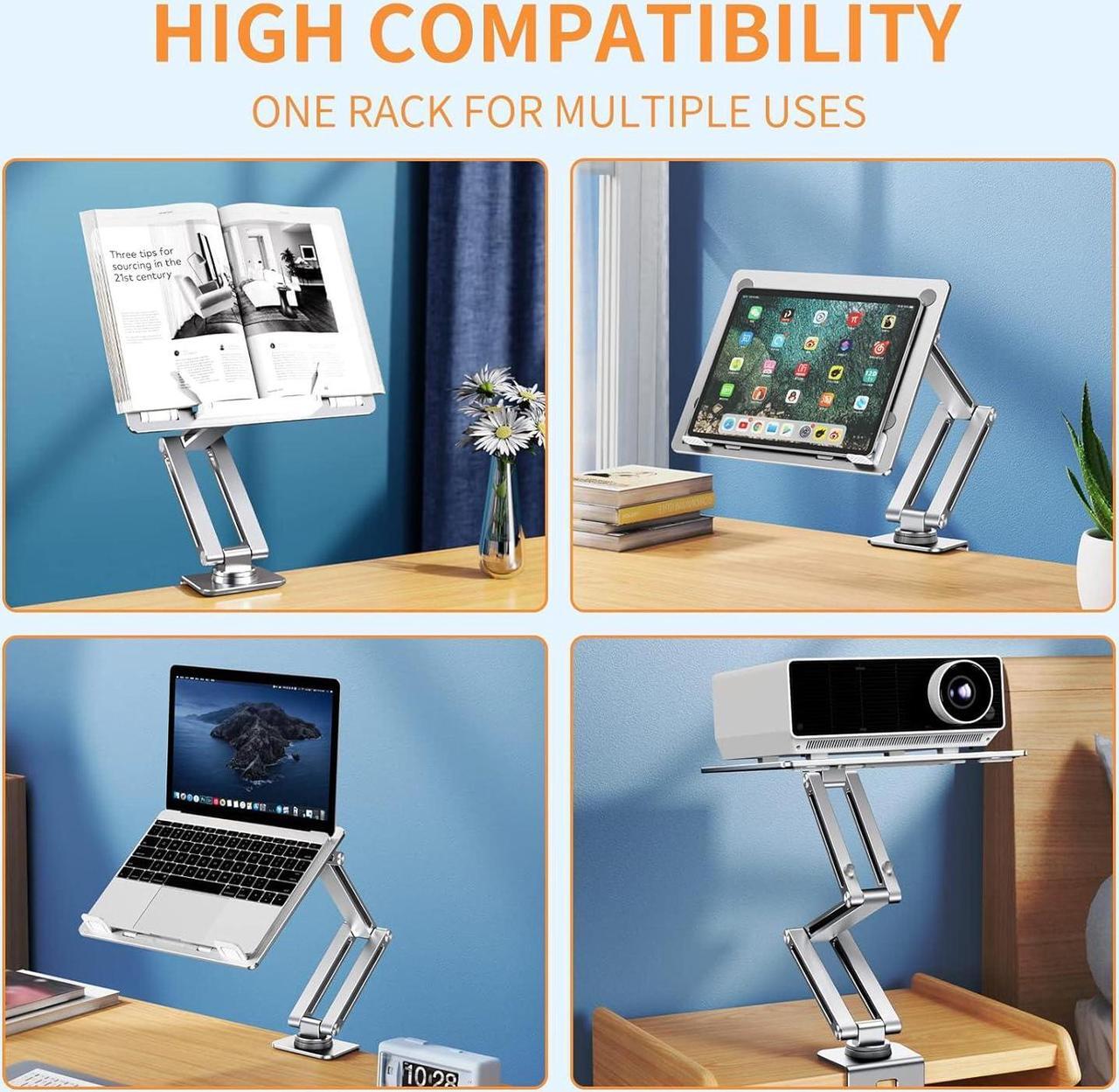 Alt view image 2 of 7 - Tablet Stand, iPad Holder for Desk Mount, Portable Monitor Stand Tablet Holder, Rotatable 360 Degrees, Desktop Reading Mount Holder for Computer, iPad, Cookbooks, Recipes, Tablet