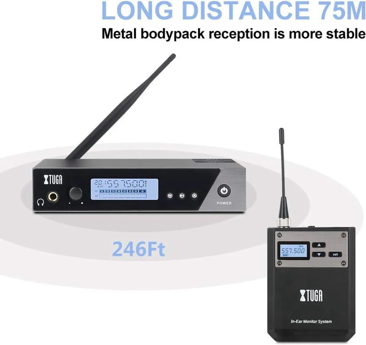 Alt view image 3 of 7 - IEM1100 UHF Single Channel in Ear Monitor System Selectable Frequency Wireless Professional in-Ear Monitor System Ideal for Stage, Studio, Exhibit, Lecture, Speech