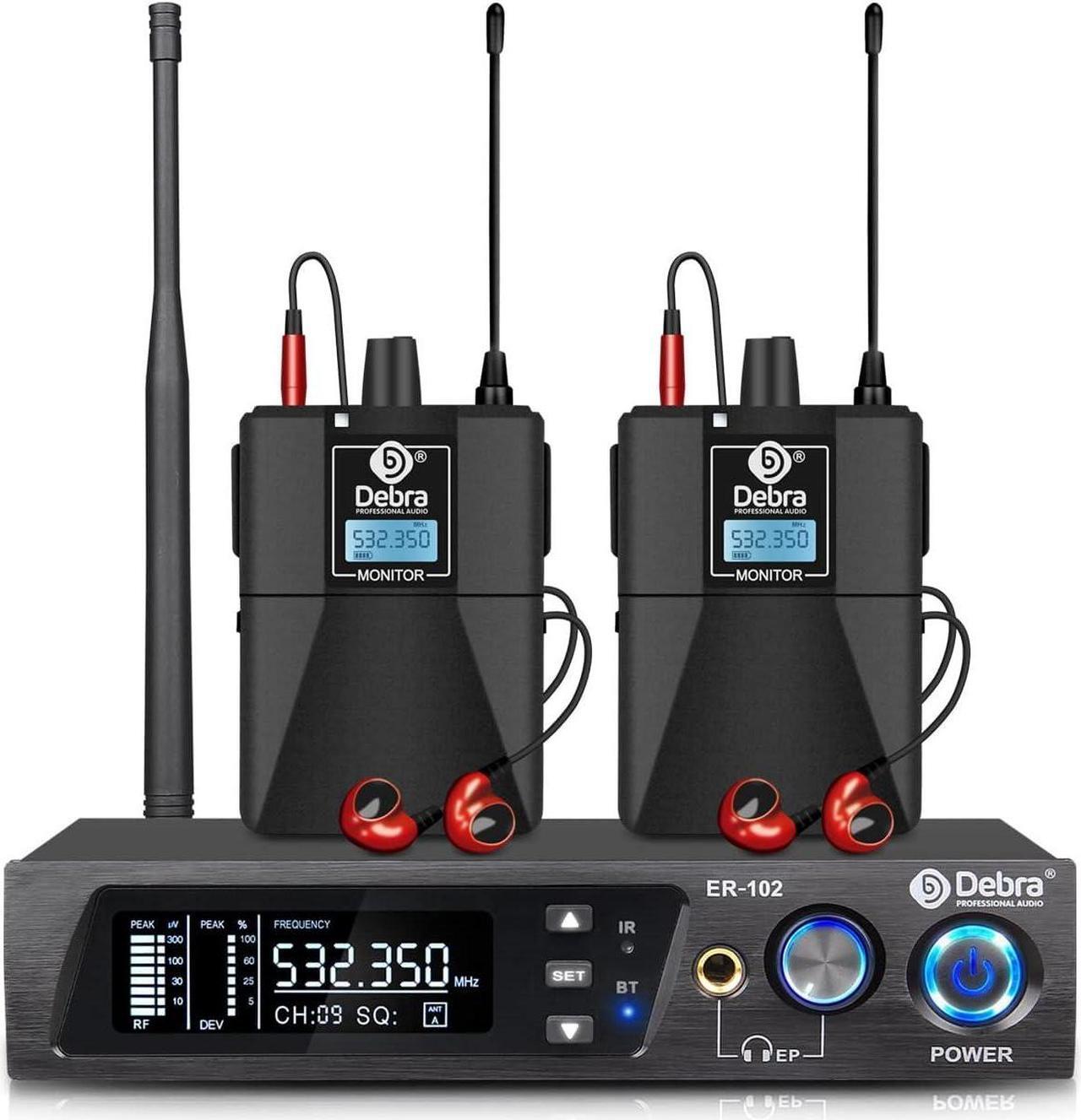 Main image of ER-102 UHF IEM Wireless in Ear Monitor System with Monitoring Type for Stage, Band, Recording Studio,Guitar, Live Performance (Single Channel, 2 Bodypack)