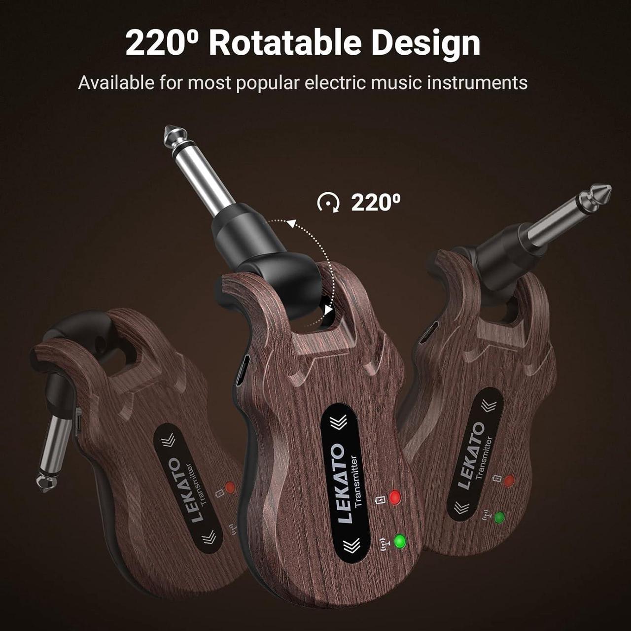 Alt view image 4 of 7 - Wireless Guitar System 5.8 Wireless Guitar Transmitter Receiver Rechargeable Audio Wireless Transmitter Receiver 4 Channels Transmission Range for Electric Guitar Bass (Black)