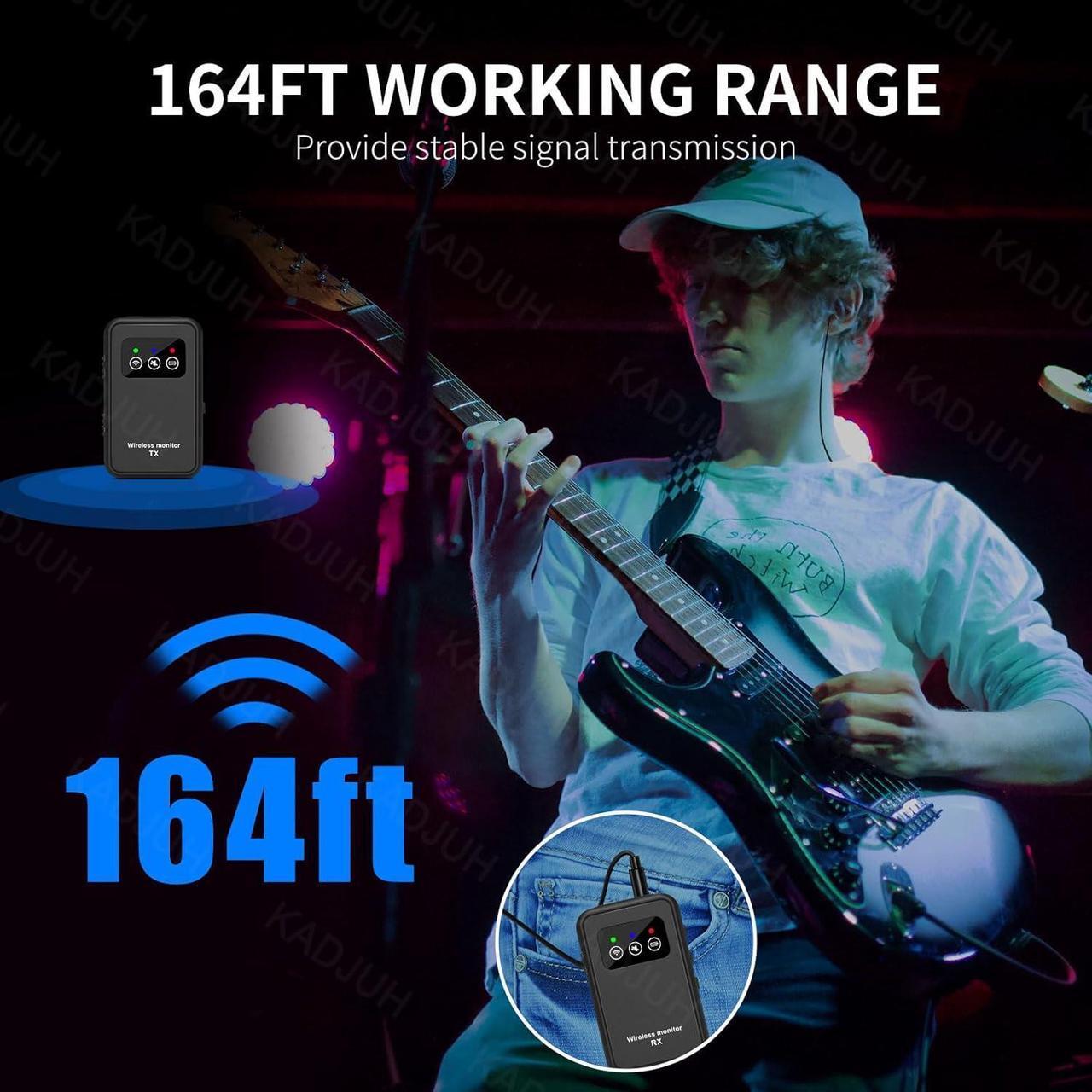 Alt view image 3 of 7 - Stereo Wireless in-Ear Monitor System 2.4G Wireless IEM System Stage Monitor with Transmitter Beltpack Receiver Automatic Pairing, 164ft for Studio, Band, Live Performance