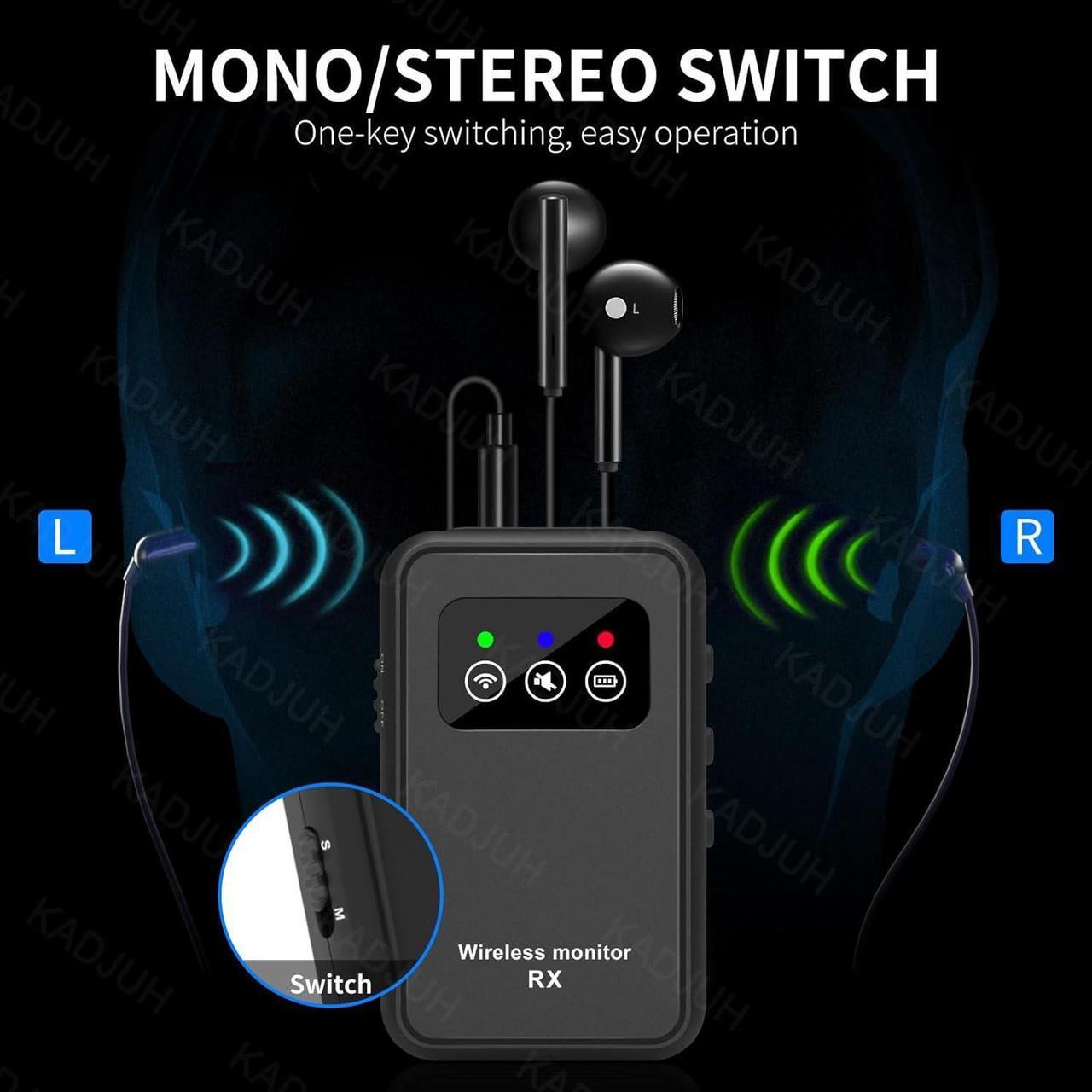 Alt view image 4 of 7 - Stereo Wireless in-Ear Monitor System 2.4G Wireless IEM System Stage Monitor with Transmitter Beltpack Receiver Automatic Pairing, 164ft for Studio, Band, Live Performance