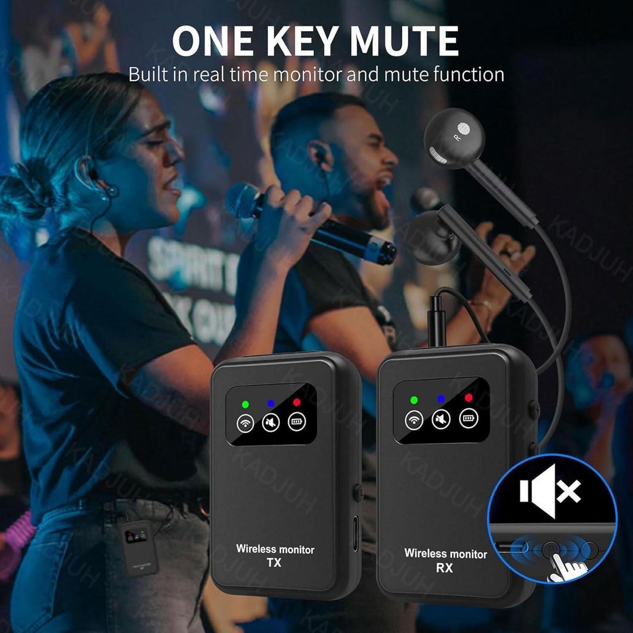 Alt view image 5 of 7 - Stereo Wireless in-Ear Monitor System 2.4G Wireless IEM System Stage Monitor with Transmitter Beltpack Receiver Automatic Pairing, 164ft for Studio, Band, Live Performance