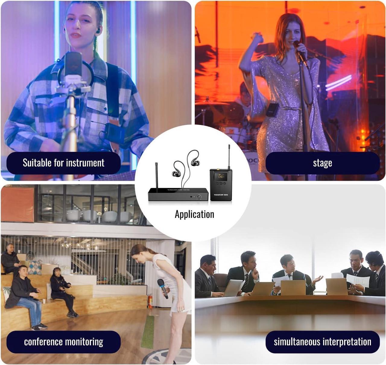 Alt view image 6 of 7 - WPM-300 UHF Wireless in-Ear Monitor System 10 Channels & Bodypack Monitoring, 164Ft Transmission Distance in-Earphone Wireless Monitoring System for Stage, Church, Studio, Musicians