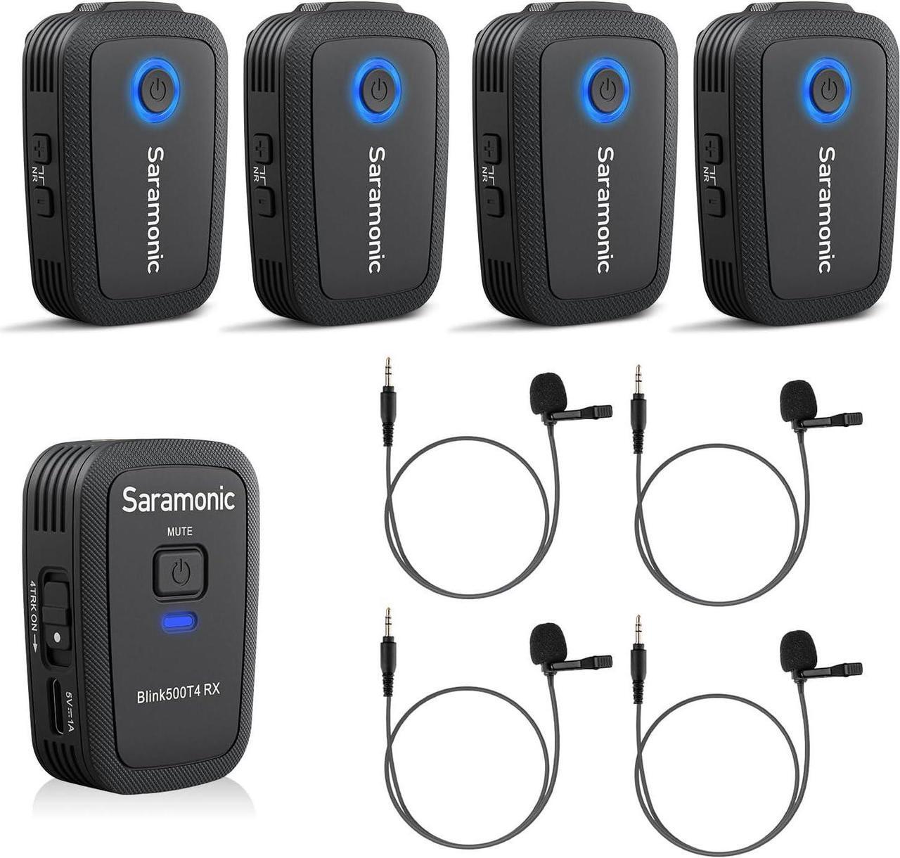 Main image of 4-Channel Wireless Lavalier Microphone System for DSLR Camera, Blink500T4 2.4G Wireless Lapel 4 Transmitters & One Receiver 328ft Range for Camcorder Smartphones Interview Vlog YouTube Video